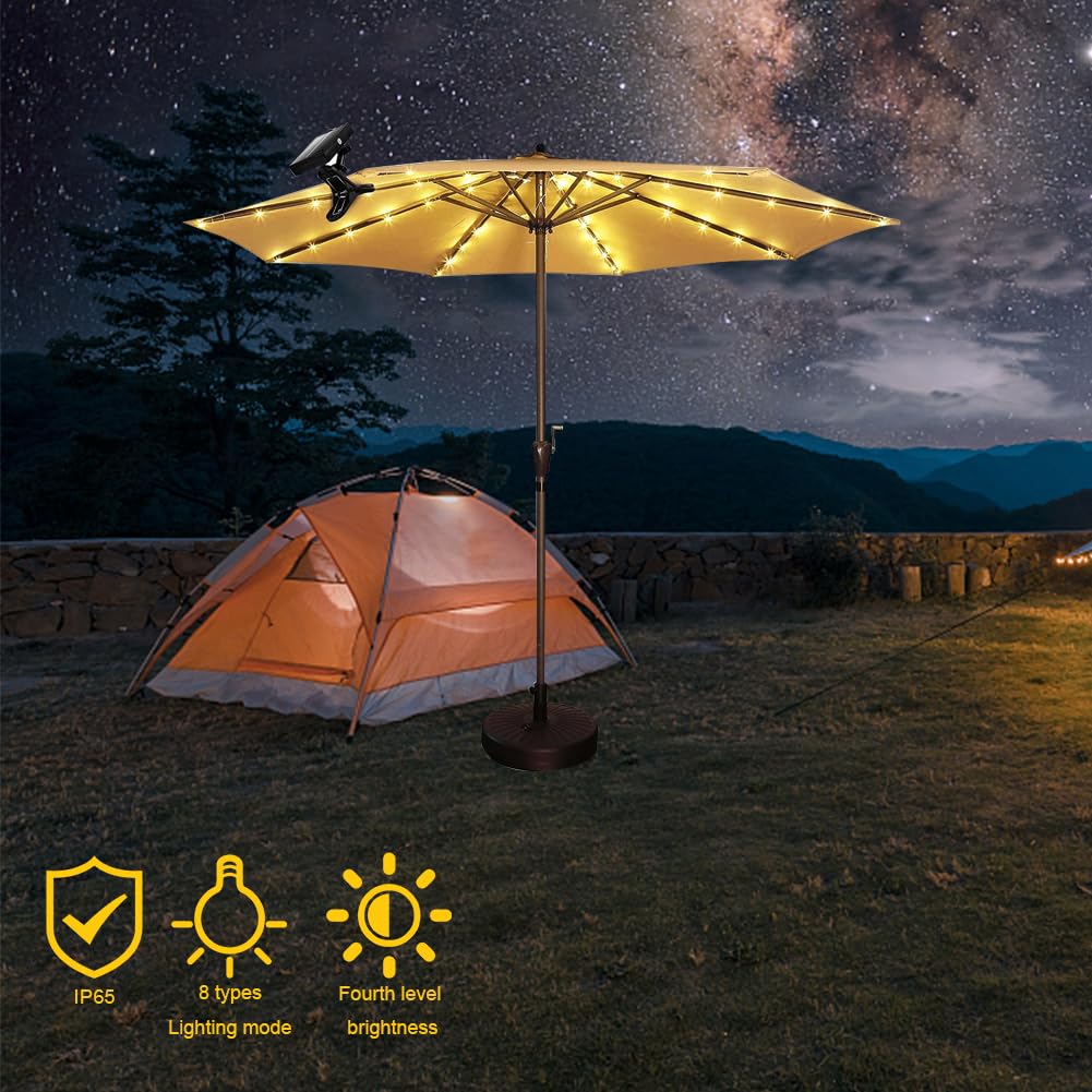 Bezprzewodowy parasol świetlny IP65, wodoodporna lampa kempingowa, 8 trybów oświetlenia, łańcuch świetlny LED, ładowany przez USB, pilot zdalnego sterowania, do namiotu plażowego, kempingu,