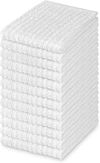 DecorRack 100% Cotton Bar Mop, 12 x 12 inch, Cleaning Towels for Kitchen (12 Pack) White
