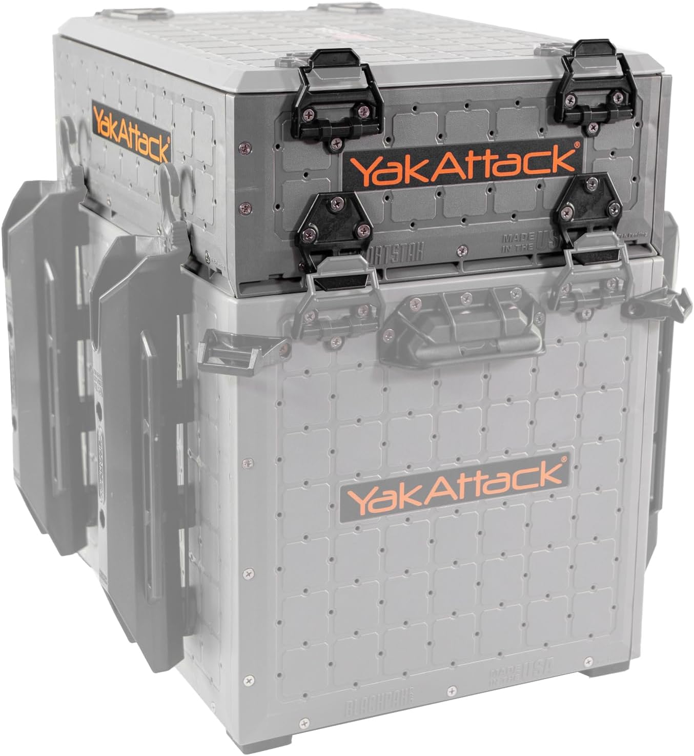 YakAttack ShortStak Upgrade Kit for BlackPak Pro - Ranger Green | 16" x 16" Kayak Crate System | Stackable Gear Storage Add-On with GridLoc Panels, Hinges, & Latches | Fishing Organization Accessory