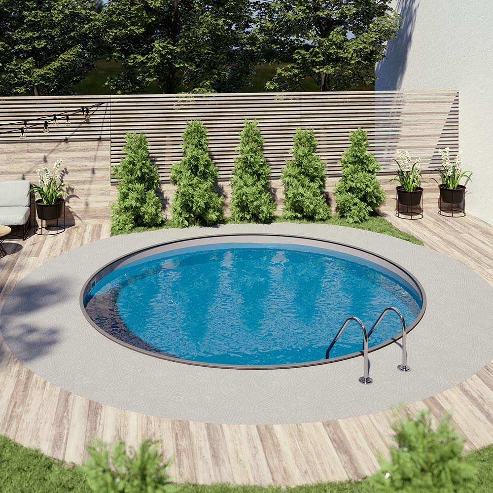 Rund Pool Set SILBER Ø 4,00 x 1,20 m anthrazit