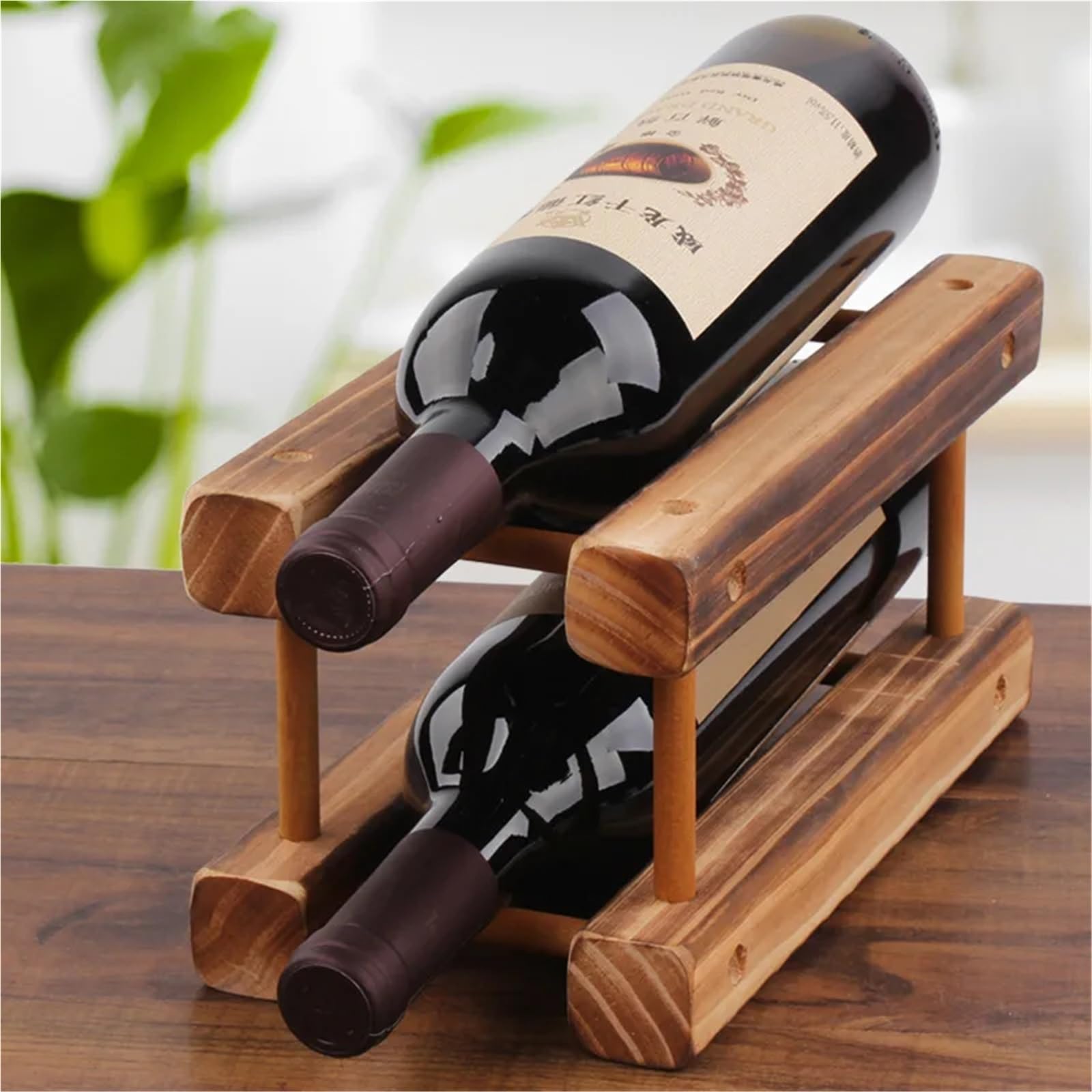 weinregal Kleine Weinregale, freistehender Tisch, freistehendes Regal, Arbeitsplatte, Holzaufbewahrung, Flaschenregal, Barständer, stapelbar(Clear)