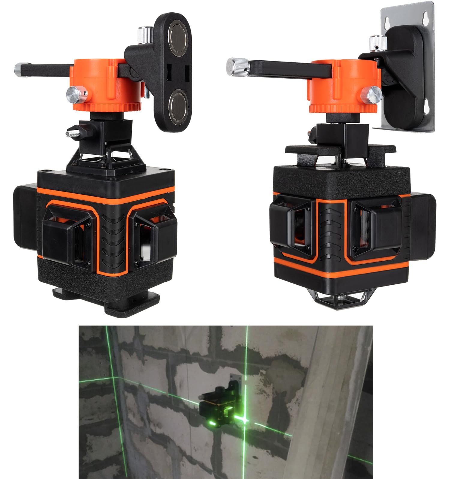 BIGSTREN Crossline Laser Verde Autolivellante 16 Linea Laser 4D 360 Gradi IP54 Polvere Impermeabile Sacchetto Telecomando 18763