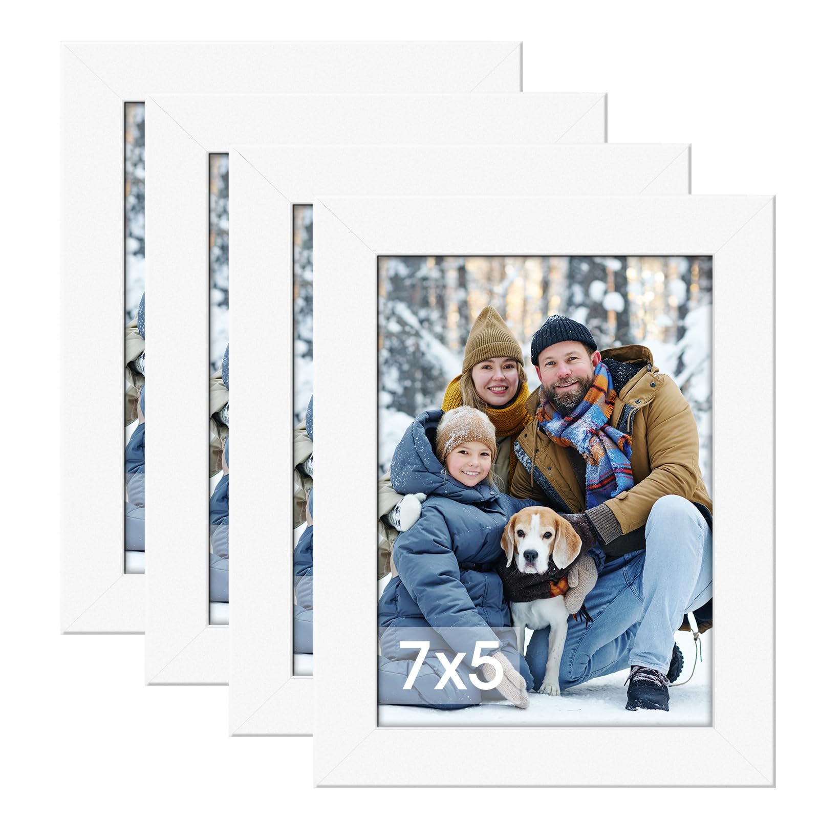 Dmsell White 4 Pack 5X7 Photo Frames, Photo Frame 7X5 For Tabletop Display And Wall Decoration
