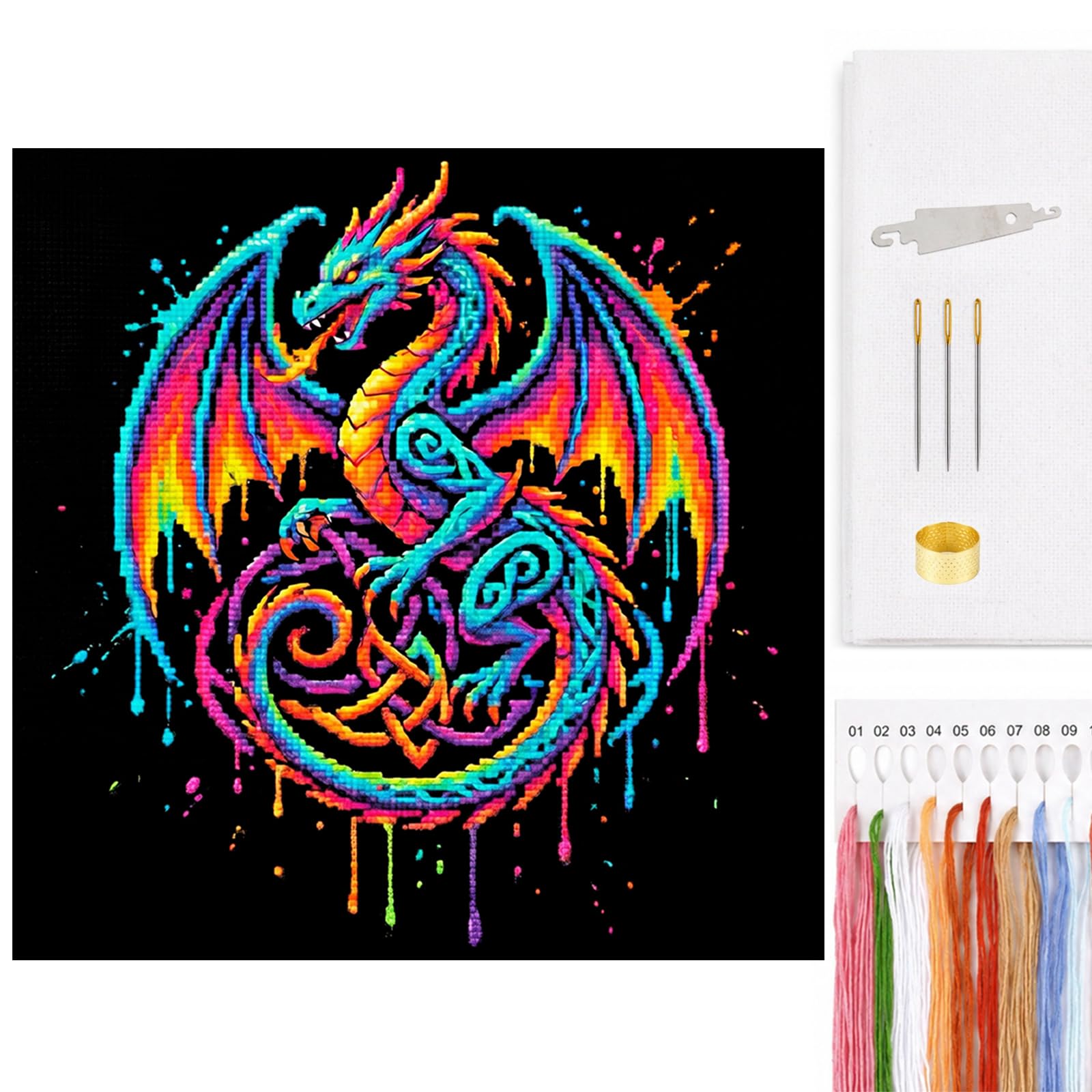 Animal Full 14CT 2 Strands DIY Cross Stitch Kit 11.81x11.81inch Embroidery Craft for Beginners Adults Home Decor