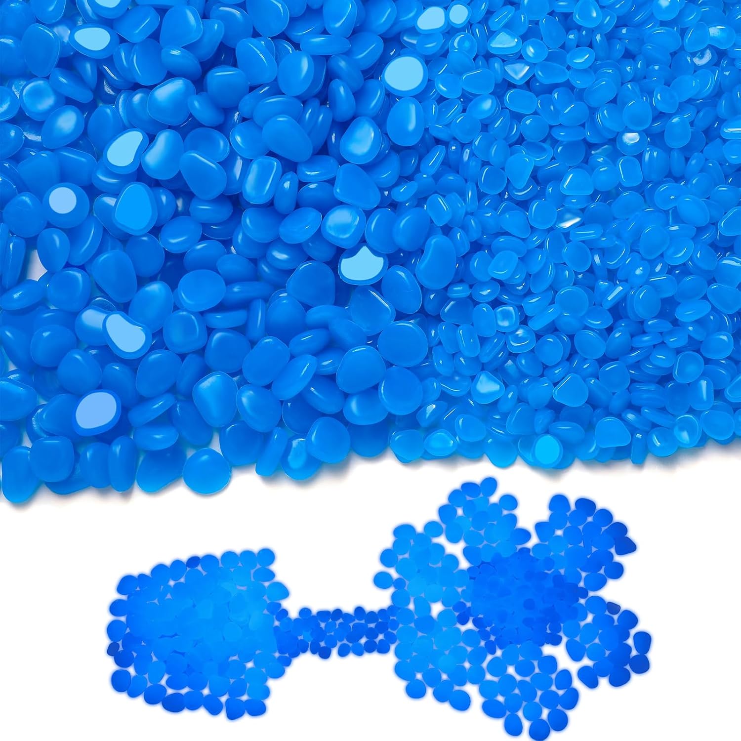 Sasylvia 4000 Pcs Glow in The Dark Rocks Blue Garden Glow Rock Glow in The Dark Stone Outdoor Glow in The Dark Pebble for Walkway Backyard Landscaping Pathway Fish Plant Decor (0.4 Inch,0.8 Inch)