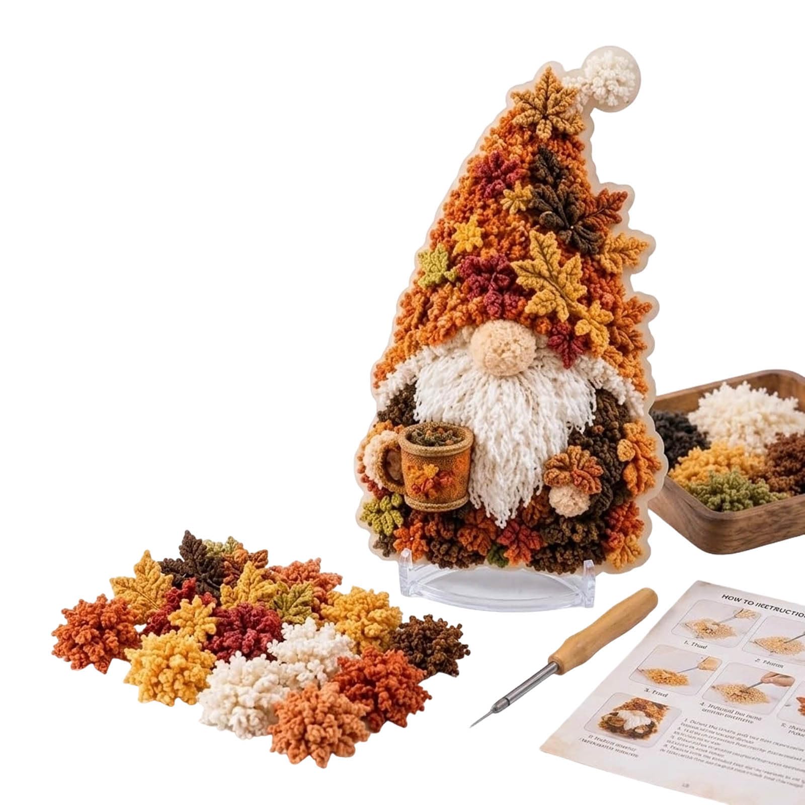 Gnome 3D Fabric Poke Art Kit, Christmas DIY Poke Art Craft Kit for Adult Beginner Handmade Faith Gifts