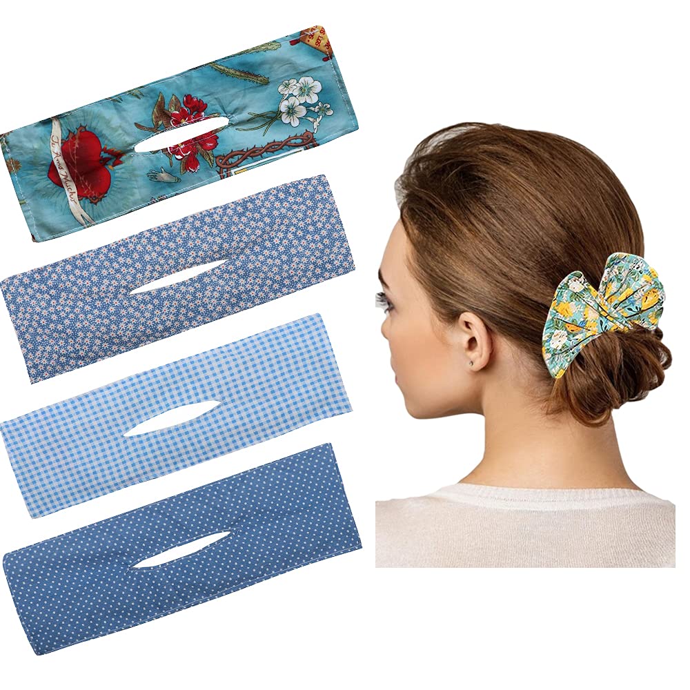 4Pcs Magic Donut Hair Bun Maker for Women, Blue, 3.5274 Ounce, Suitable for Thick and Thin Hair, 35x10cm/13.7*3.9 Inches, Lightweight and Portable, Perfect for Daily Use and Occasions