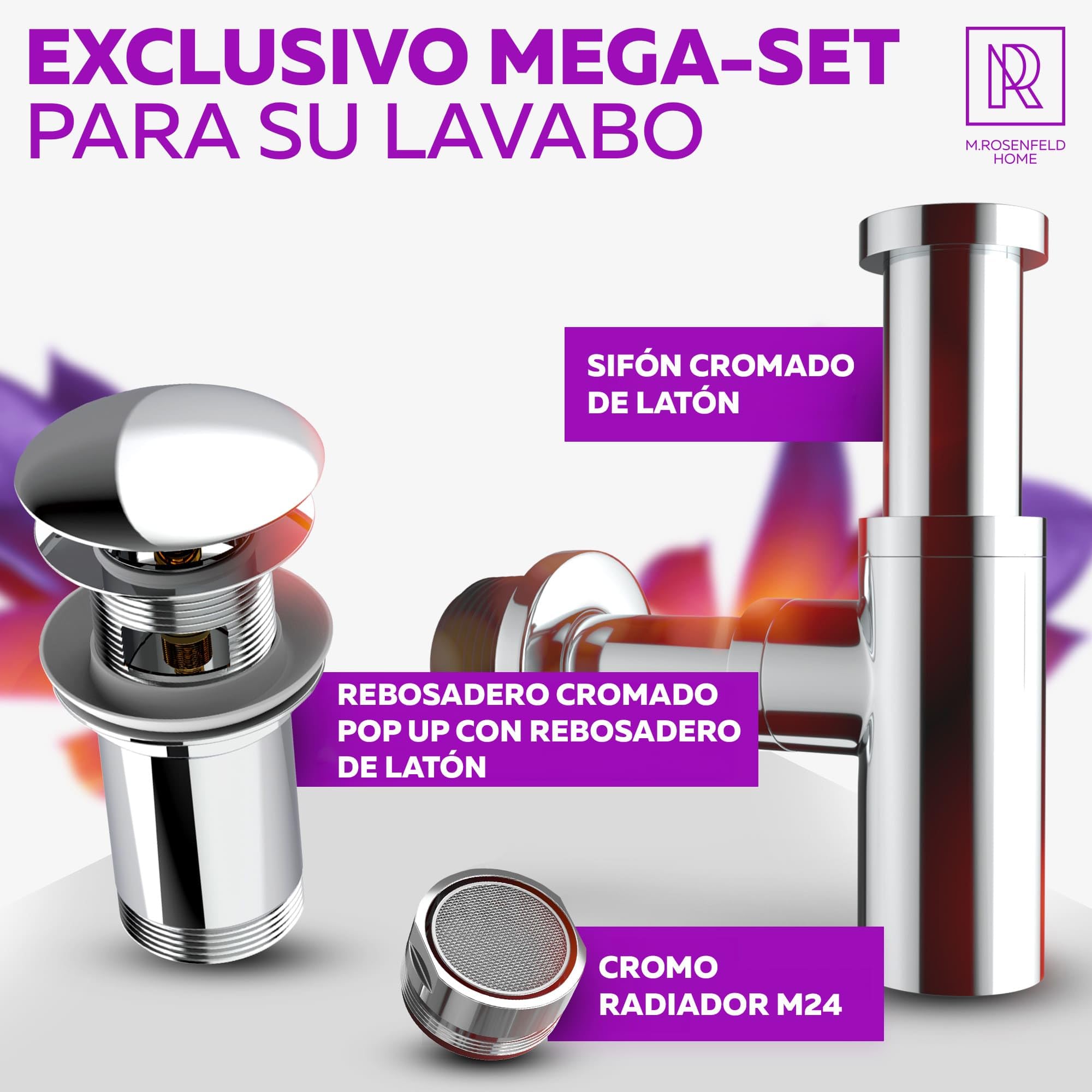 Desagüe De Lavabo Con Rebosadero Y Válvula Desplegable - Cromado, Incluye 4 Juntas De Repuesto