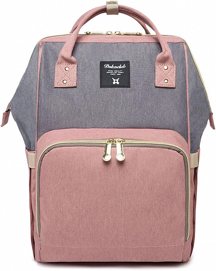 Changing Backpack Bag Baby Changing Bag Rucksack, Wiscky Large Capacity Nappy Backpacks Baby Diaper Bags, Multi-Function Waterproof Travel Tote Bags for Mum & Dad(Grey-Pink)