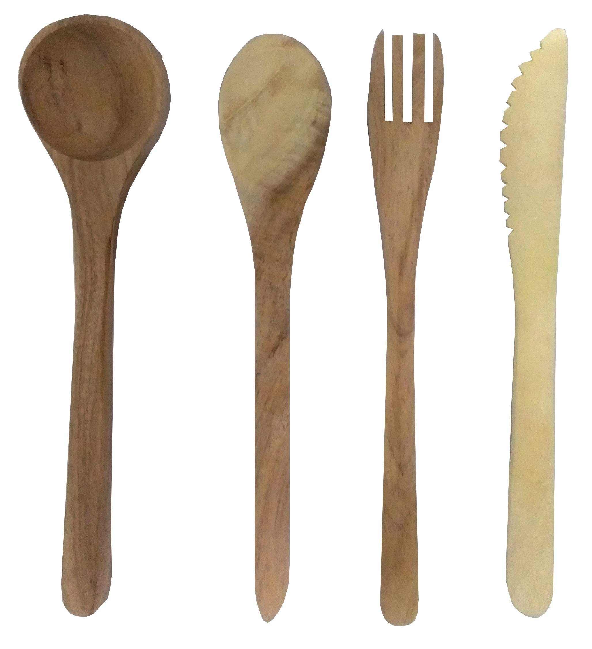 Ensemble de couverts en bois Purpledip fait main, ustensiles nobles et réutilisables 11629