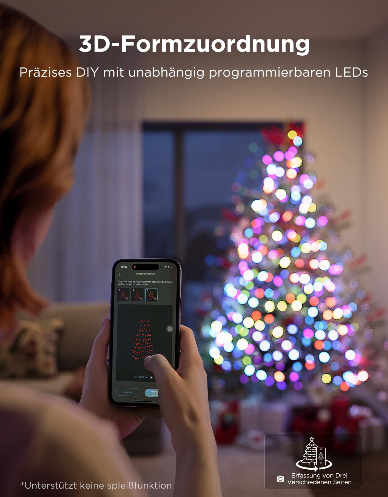 Govee Christmas Sparkle String Lights, Weihnachten Lichterkette für Innenräume, 20M RGBWIC-Leuchten mit 250 LEDs, 140+ Dynamische Szenenmodi für Weihnachtsdekorationen, APP-Steuerung mit Alexa