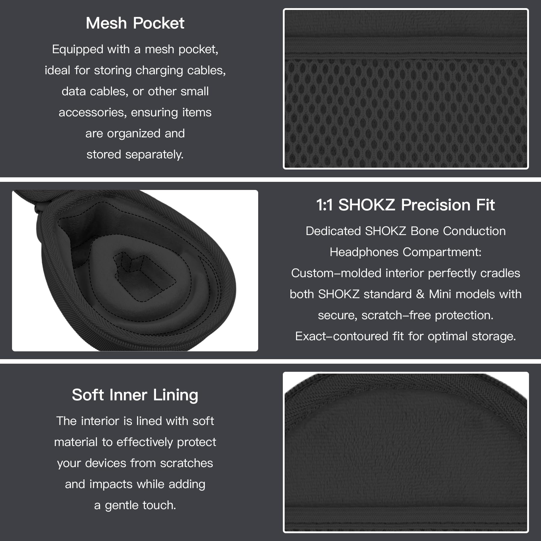 co2CREA Étui de Voyage Dur pour SHOKZ Casques de Sport sans Fil OpenRun Mini/Pro 2 Mini/OpenMove/OpenSwim/OpenSwim Pro