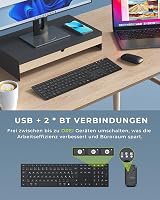 seenda SKM64-3 Bluetooth Billentyűzet és Egér Szett, Fém Kialakítású Újratölthető Kettős Módú USB és Bluetooth Billentyűzet, Ultravékony Cse 2