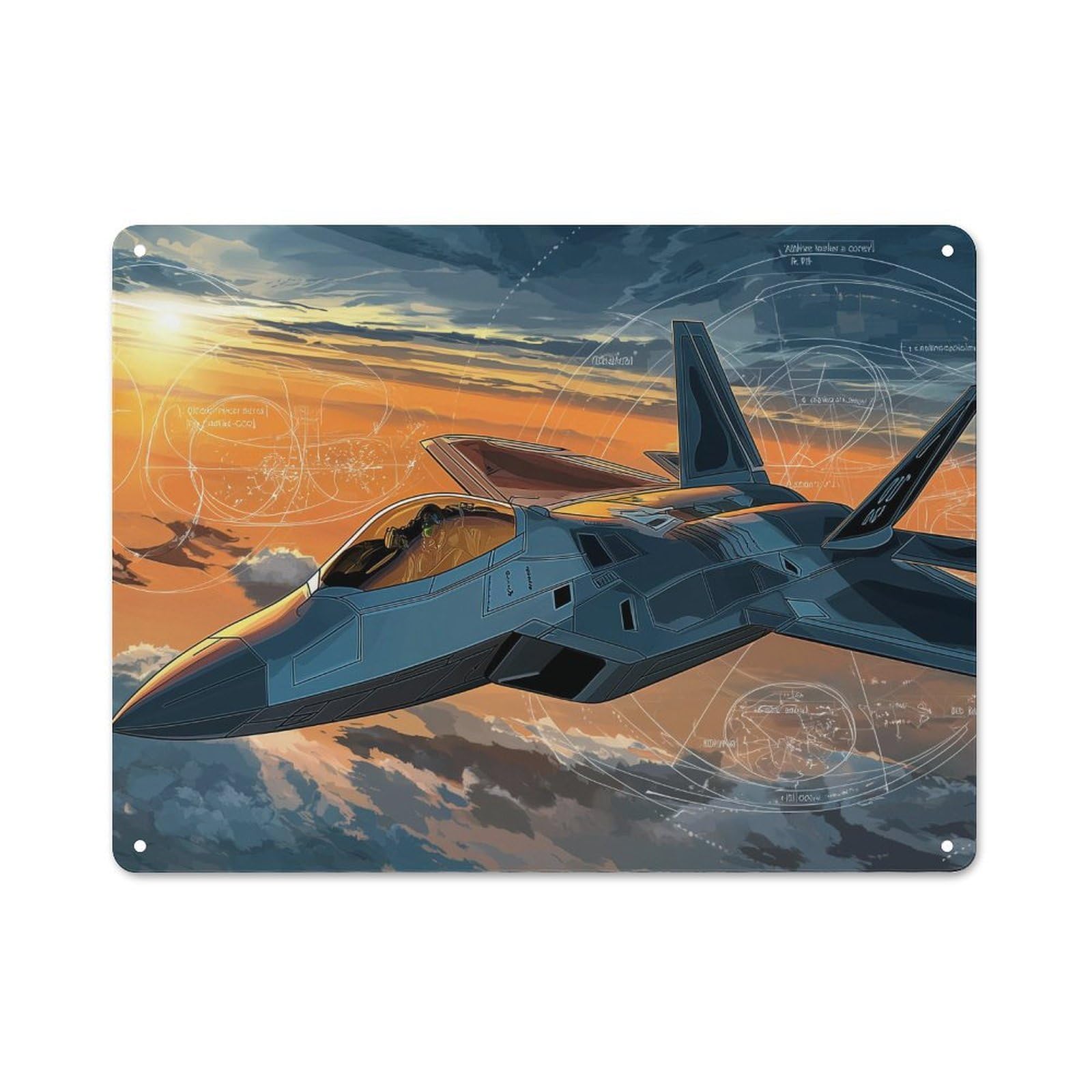 Junmoney Jet At Sunset Tin Sign 30X40cm, Modern Vintage Creative Space Decor For Hobby Room, Office, Lounge Or Living Room
