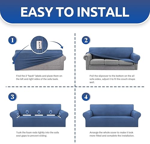 Miniatura 6 de KEKUOU - Funda elástica para sofá biplaza, fundas para sofá de 2 cojines (de 55 a 79 pulgadas), protector de muebles con parte inferior elástica
