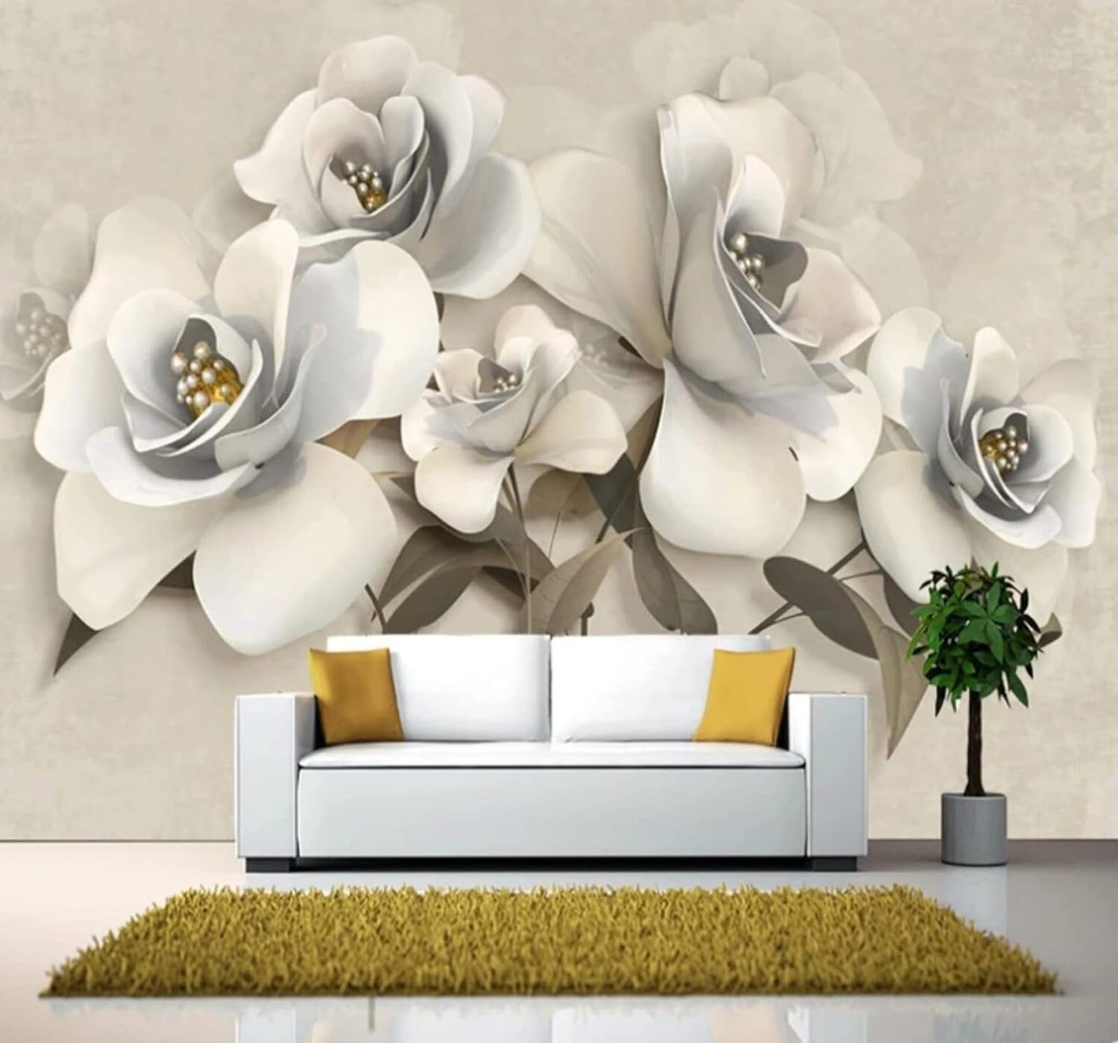 XLMING Vintage Three Dimensional Minimalist Beautiful Floral 3D Wallpaper Luxury Home Dining Decor Paste Sofa Living Room The Wall for Bedroom Mural-430cm×300cm