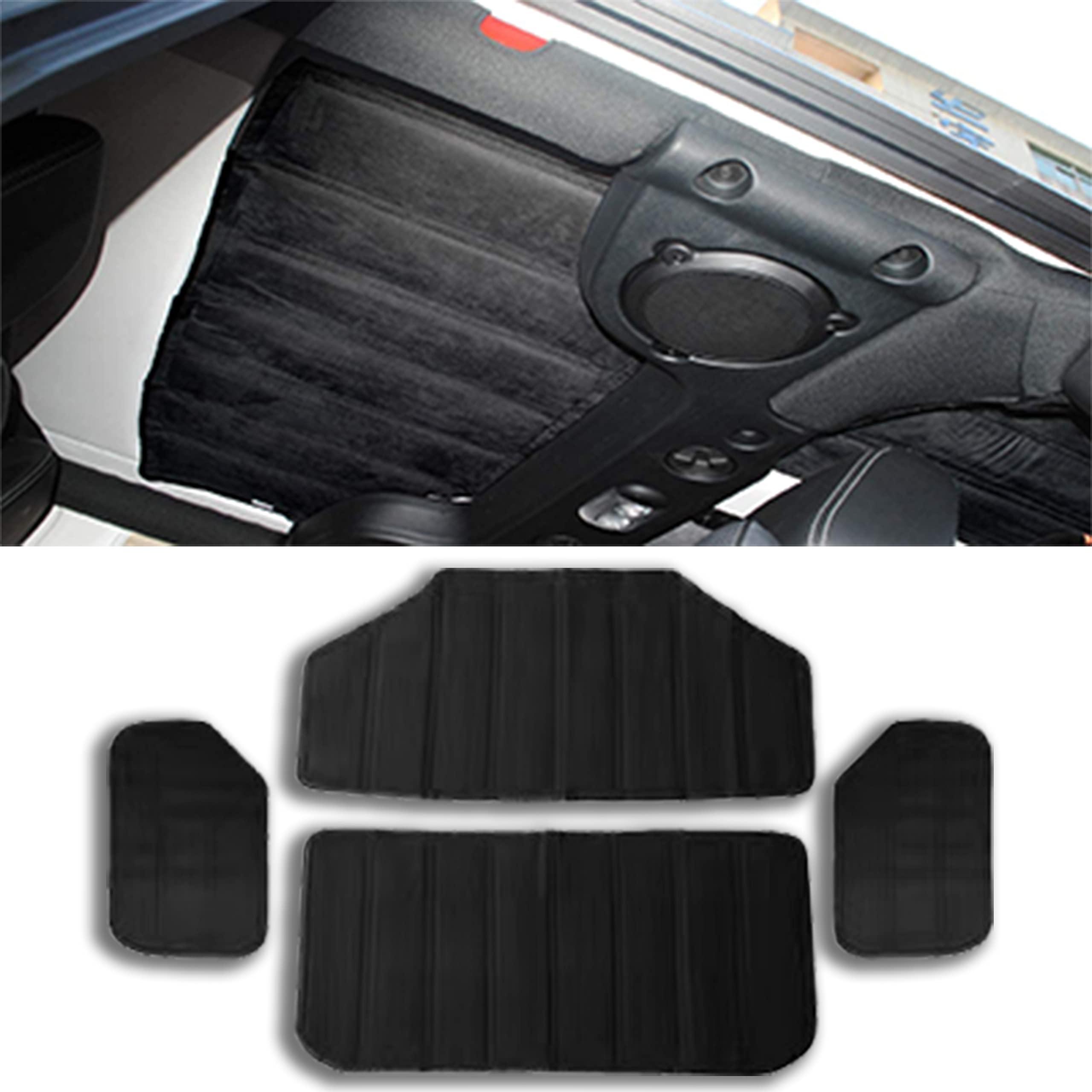 【TTQK】 Compatible with jeep2012-2020 JK JL Wrangler 2/4-door roof insulation, sound insulation, sunscreen cotton board (12-17 Roof insulation four pieces JK four doors)