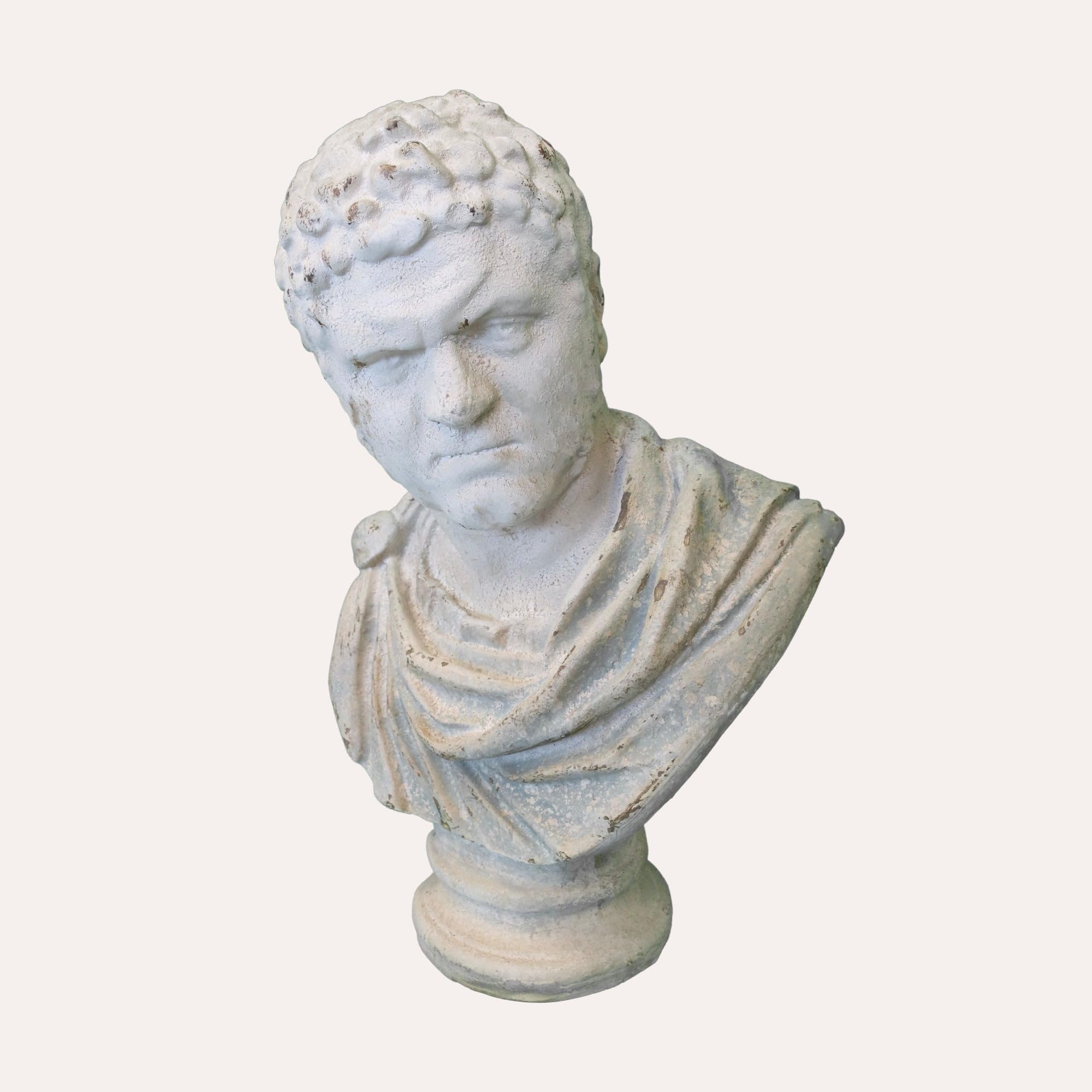 Keyhomestore - Busto decorativo romano, fabricado en resina resistente, altura 66 cm, diámetro 45 cm, ideal como adorno para muebles y estantes. Ideal para interior y exterior.