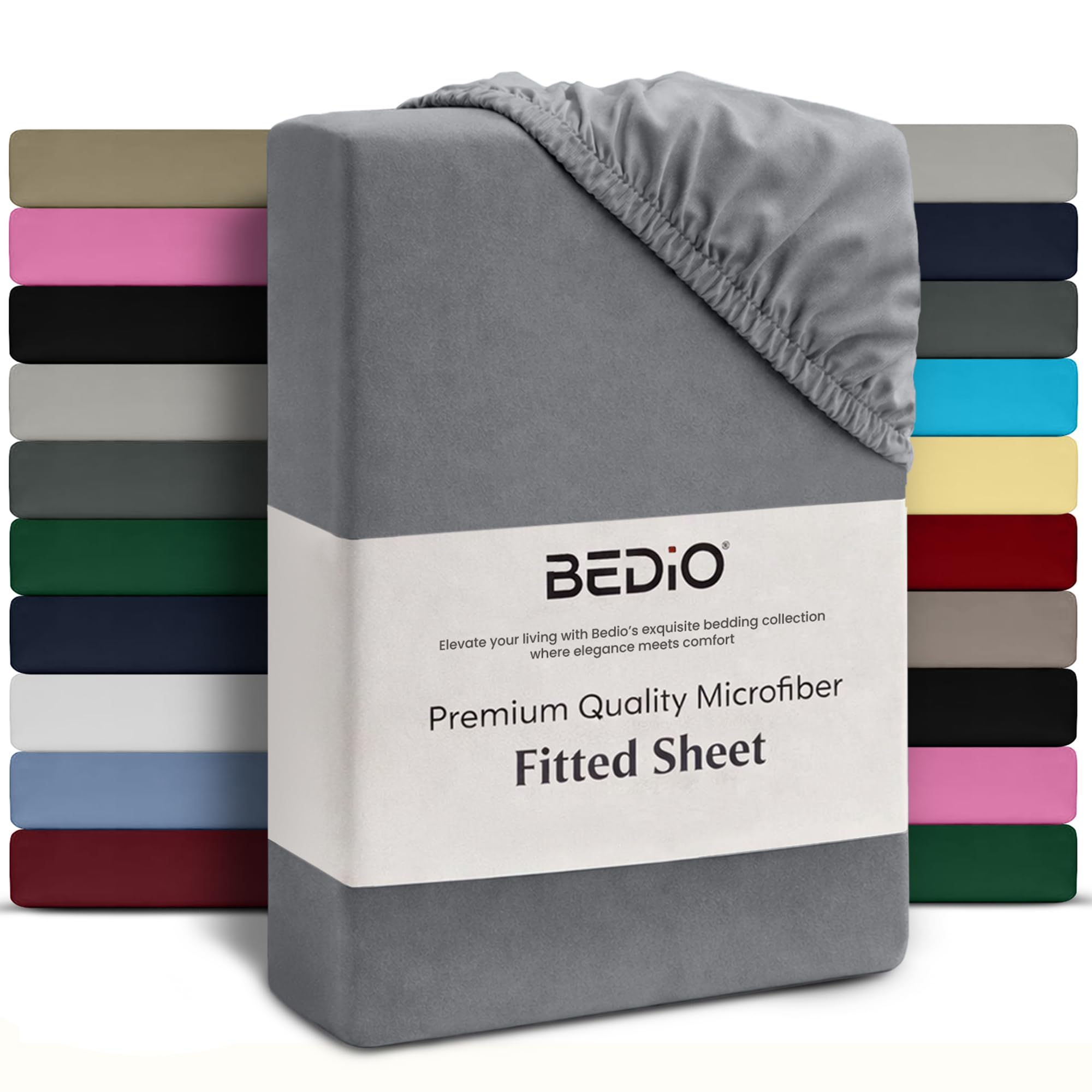 BEDIO Super King Duvet Cover Set – Pack of 2- Soft Double Brushed Microfibre Polyester - Bedding Quilt Cover Set, with Pillow case (Charcoal)