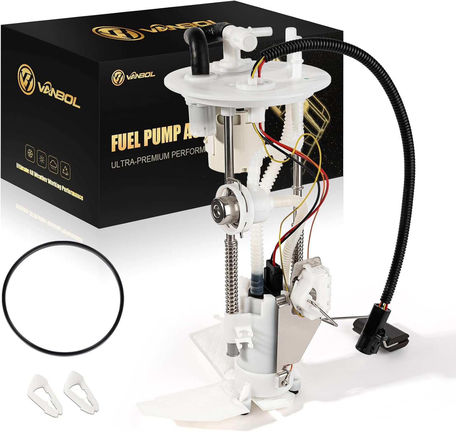 Electric Fuel Pump Assembly Compatible with 2001-2003 Ford Ranger Mazda B2300 B3000 B4000 L4 2.3L V6 3.0L 4.0L Gas Replace E2293M 1L5Z-9H307FA VANBOL0148 with Sending Unit O-ring 112" 126" Bed