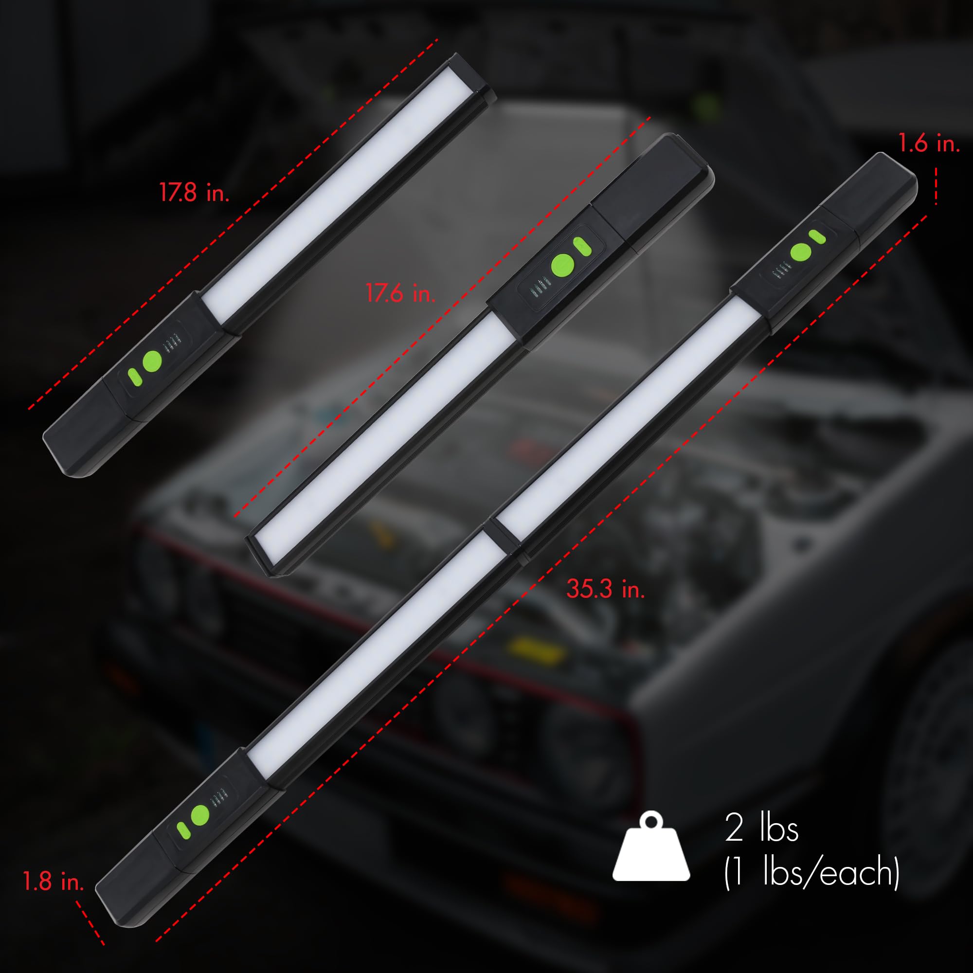 Wagan EL4346 - Lampada da lavoro a LED rimovibile, ricaricabile, 2400 lm, portatile, con magnete e ganci, senza fili, lampada da lavoro luminosa per riparazione auto, garage, officina
