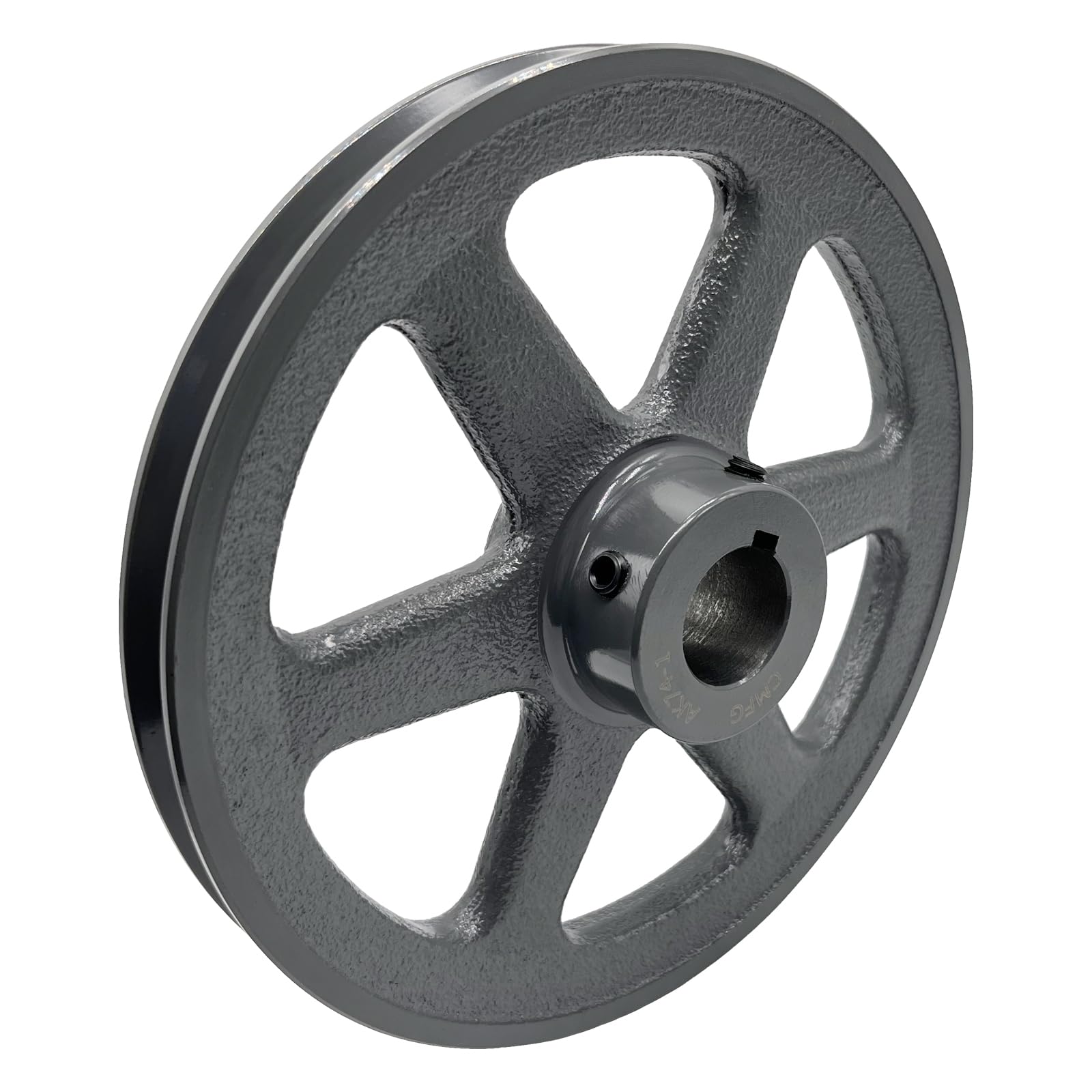 AK74-1 V Polea de correa, diámetro exterior de 7.25 pulgadas, orificio de 1 pulgada, material de hierro fundido, polea de motor de ranura única AK para correas "4L" o "A" o "3L"