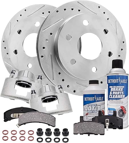 Miniatura 80 de Detroit Axle - Kit de freno delantero para Ford Explorer Mercury Mountaineer 2002-2005 Bujes de rodamiento de rueda perforados y ranurados rotores