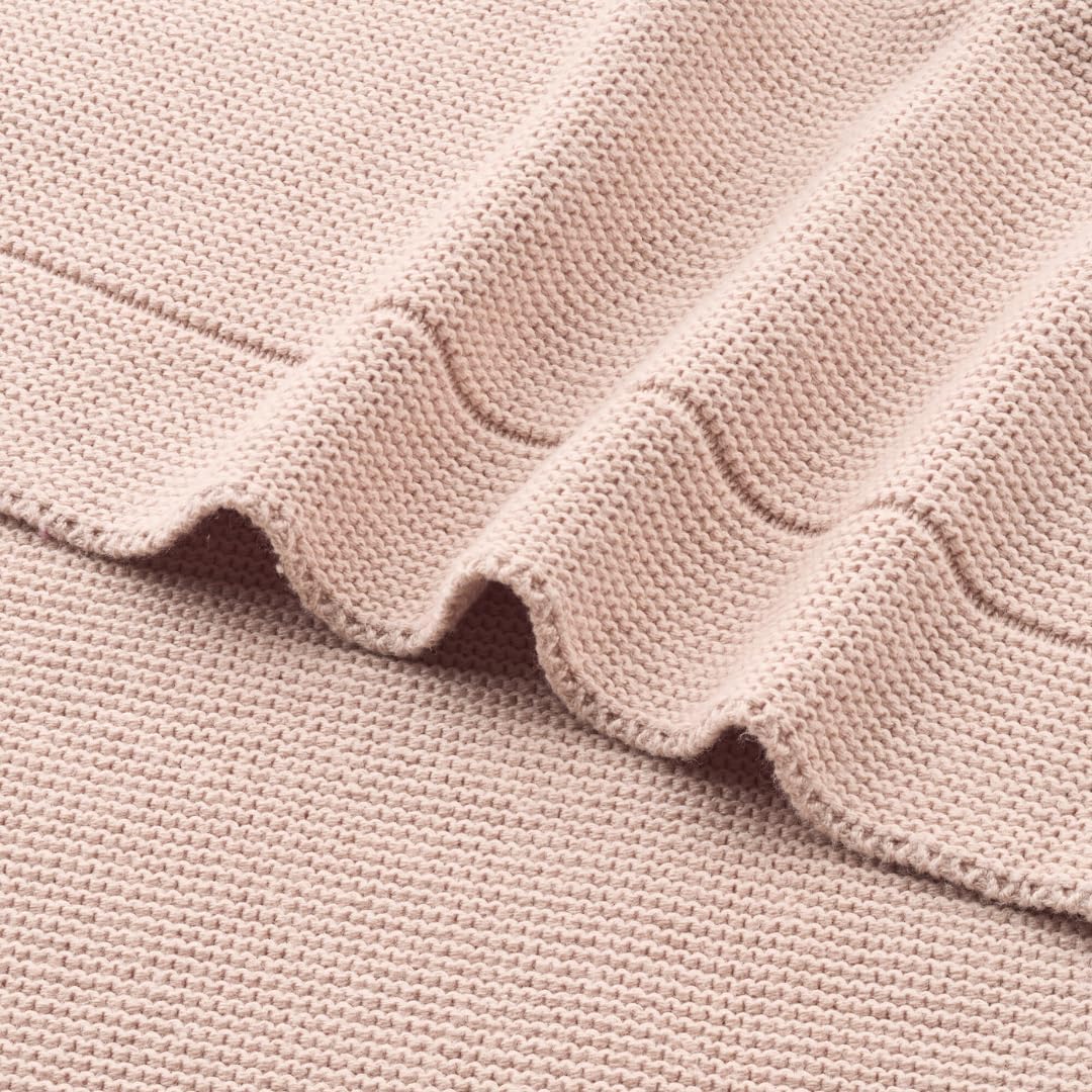 Knitted Organic Cotton Baby Blanket- Swaddle Blanket, 30" x 40" Soft Receiving Blanket for Newborn (Blush Ultra-Soft) - Image 7