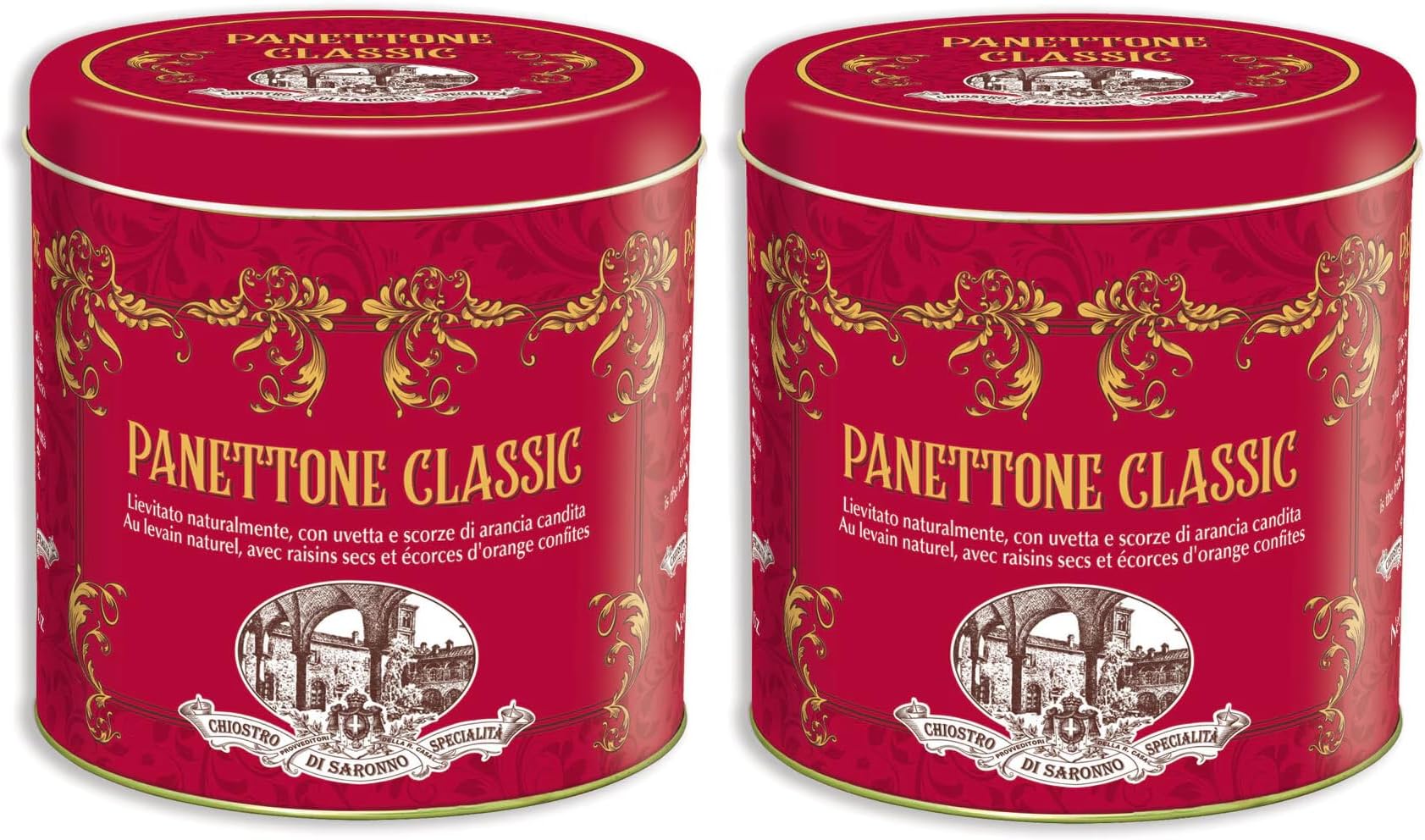 2 x Panettone italian cake - Luxury christmas cake for family Christmas gifts, couples, women or men gifts - Christmas cake tin of panettone - panettone fruit cake 1KG