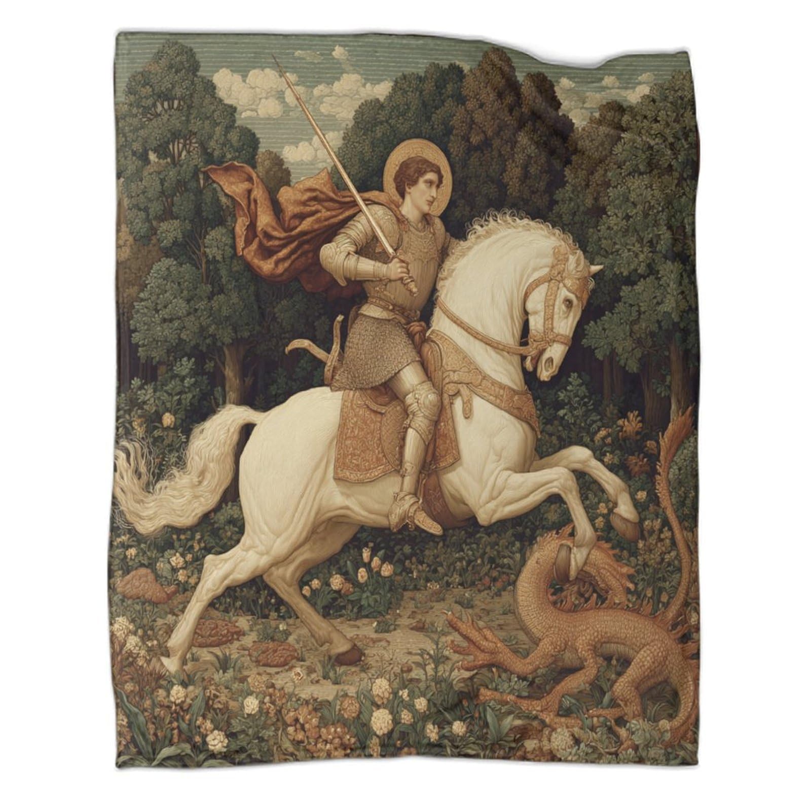 kaiyun Saint George Slaying The Dragon, Medieval Style Throws And Patchwork Quilts,40x50inch(100x130cm),Soft Blanket with Pattern