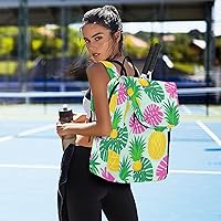 Vista 7 de Tennis Racquet Ball Bag Breathable Summer Pineapple Palm Leaf Blue Multiple Tennis Badminton Racket Bag for Tennis, Badminton, Pickleball raquetas