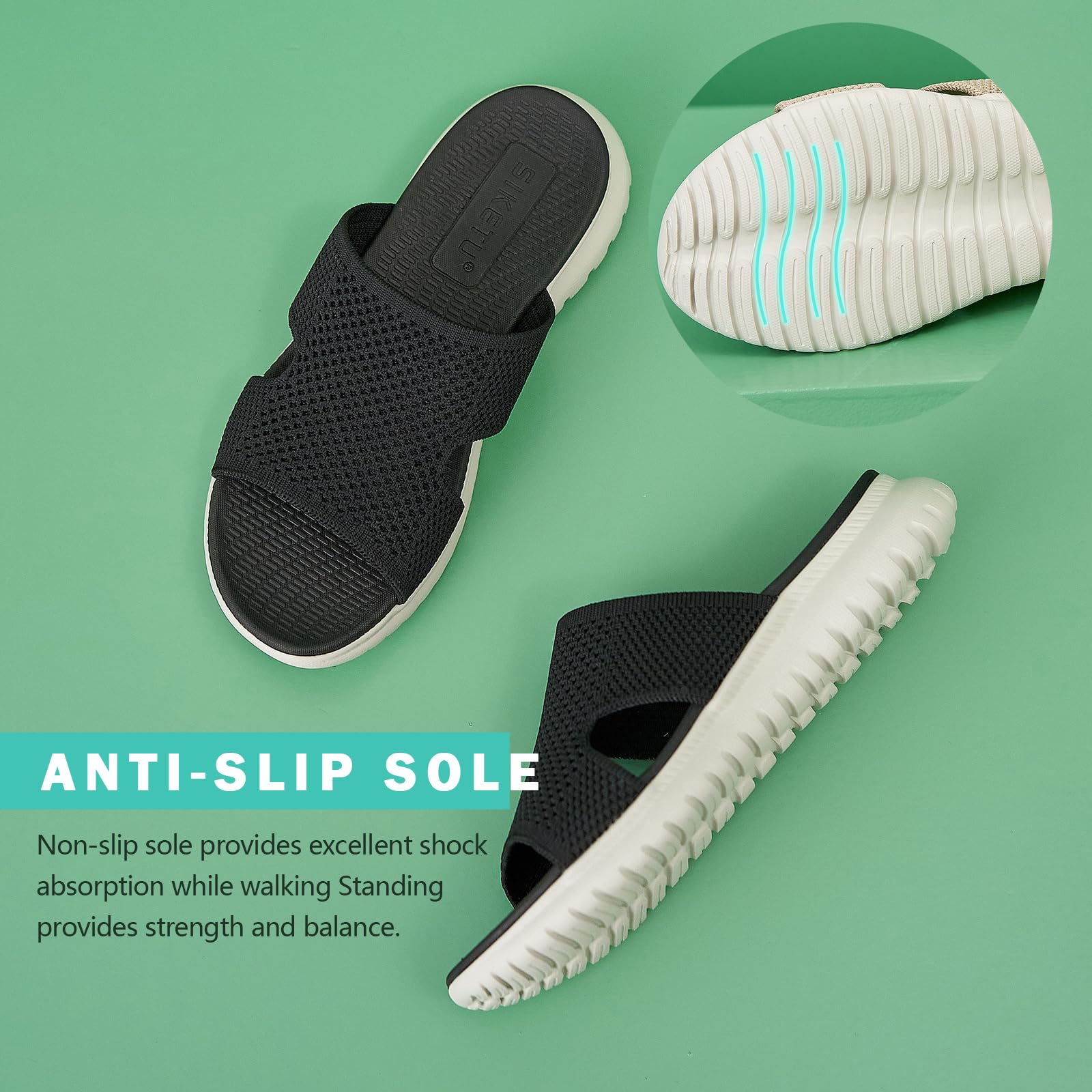 Sandalen Damen Sommer Leichte Bequem Pantoletten mit Weich Fussbett, Gr.35-42