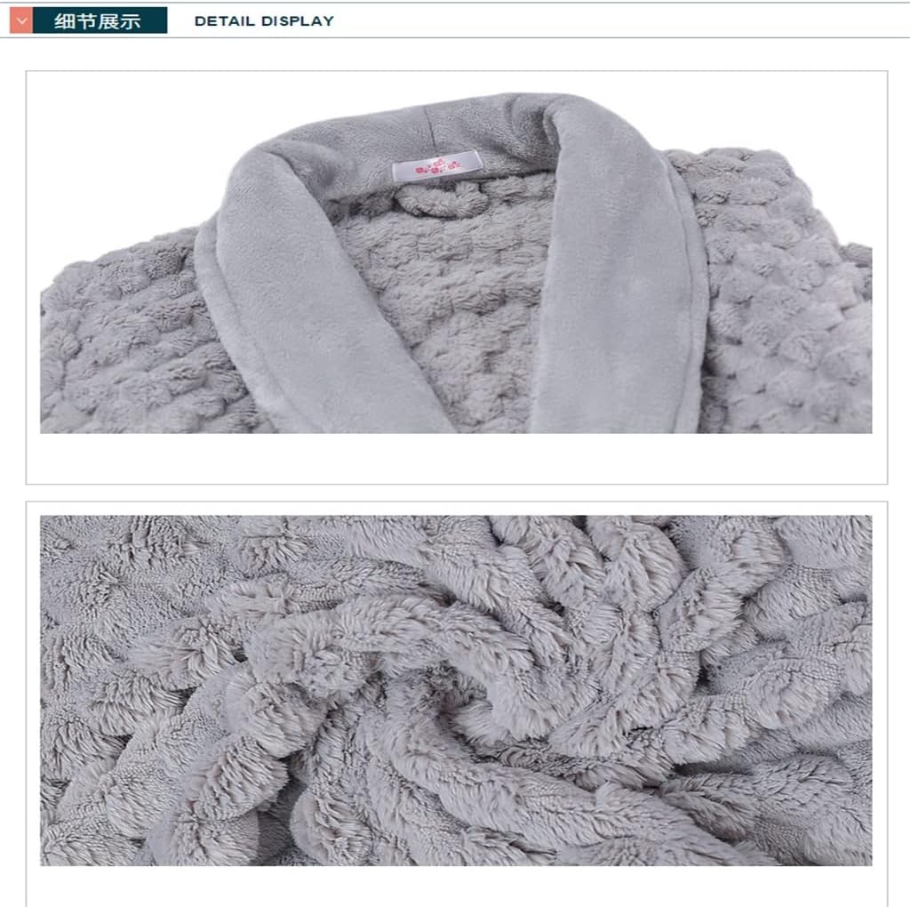 Thickened Winter Men's Pajamas Flannel Pajamas Pajamas Medium Long Bathrobe Household Suit(Large)