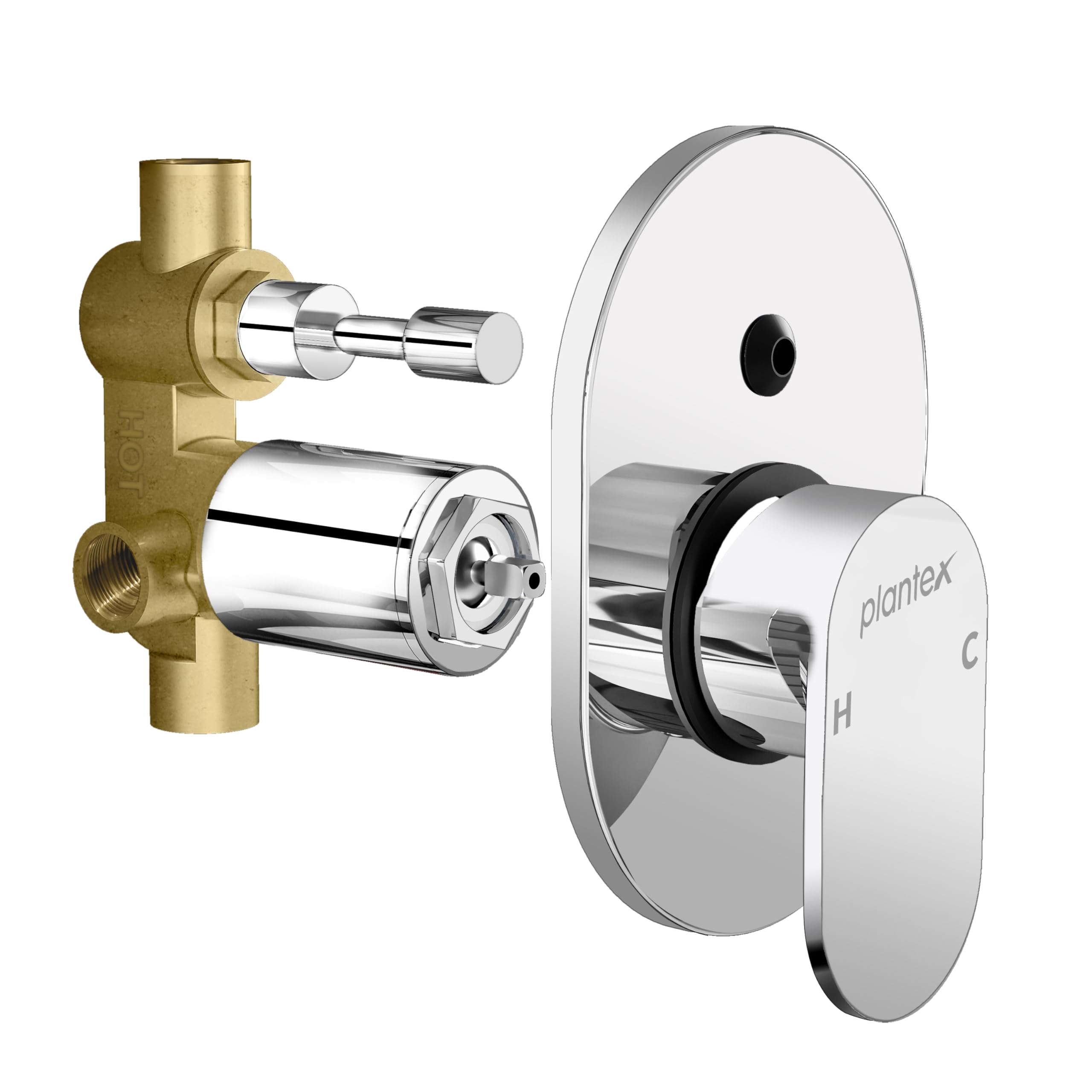 Plantex Pure Brass Single Lever Concealed Diverter system consisting of Exposed part (lever, tip ton knob, flange) and Concealed part (40 mm cartridge with button assembly, cartridge sleeve)-Chrome (B0D5MLDSFB) Amazon Price History, Amazon Price Tracker