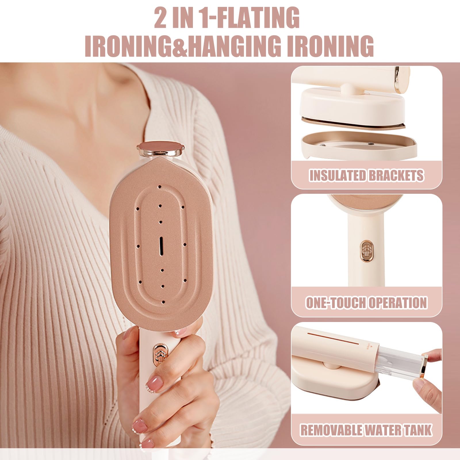 Plancha vapor de mano portátil, plancha vapor de viaje plegable de 1200W con guante de planchar anti-calor y vaso medidor, cepillo vapor horizontal y vertical para casa, oficina y viajes, enchufe EU