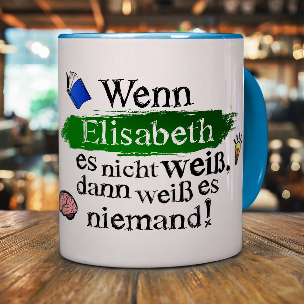 Personalisierte Tasse „Elisabeth“ Mit Einhorn-Motiv – 325 Ml, Spülmaschinenfest, Aus Steingut