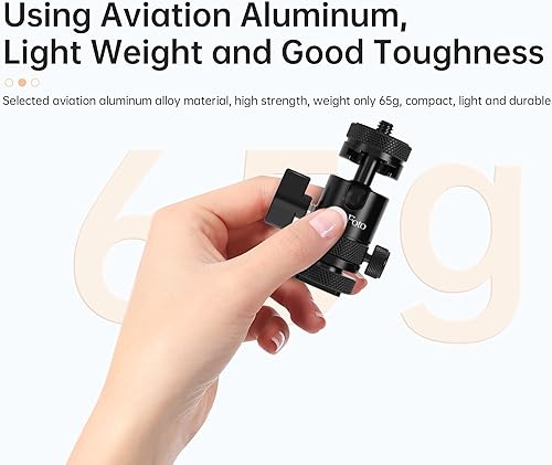 Miniatura 4 de LituFoto Cabeza de bola B9 con adaptador de montaje de cámara Hotshoe de 14 "y perilla de bloqueo extra giratorio de 360 grados cabeza de trípode de