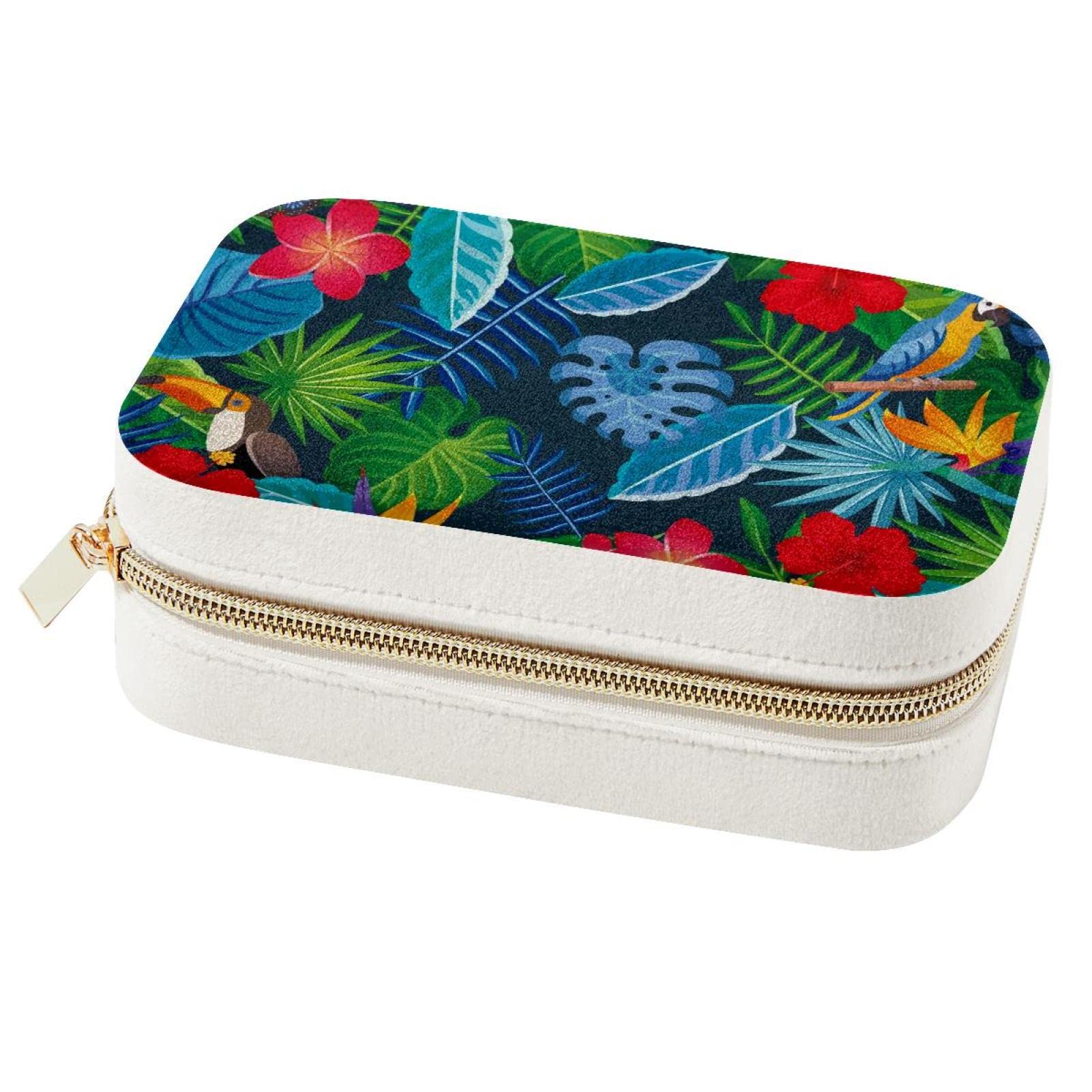 Boîte à bijoux de voyage palmiers tropicaux pour bagues et colliers