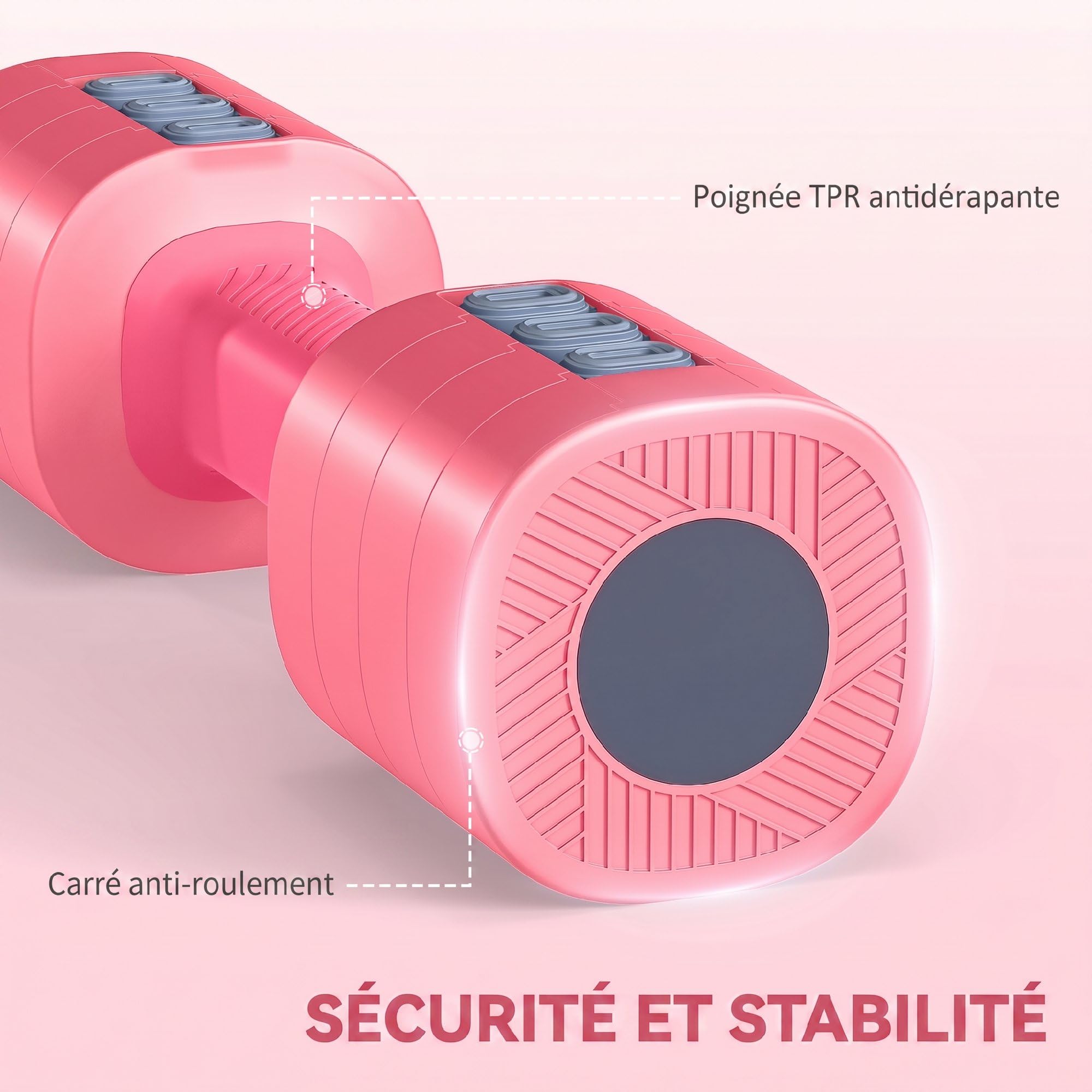 SPORTNOW Ensemble d'Haltères Réglables 2 x 2,5 kg 4 en 1, Rose Cerise | Paires d'Haltères 1kg/1,5kg/2kg/2,5kg, Poignée Antidérapante, pour Femme et Homme, Entraînement Musculaire à Domicile