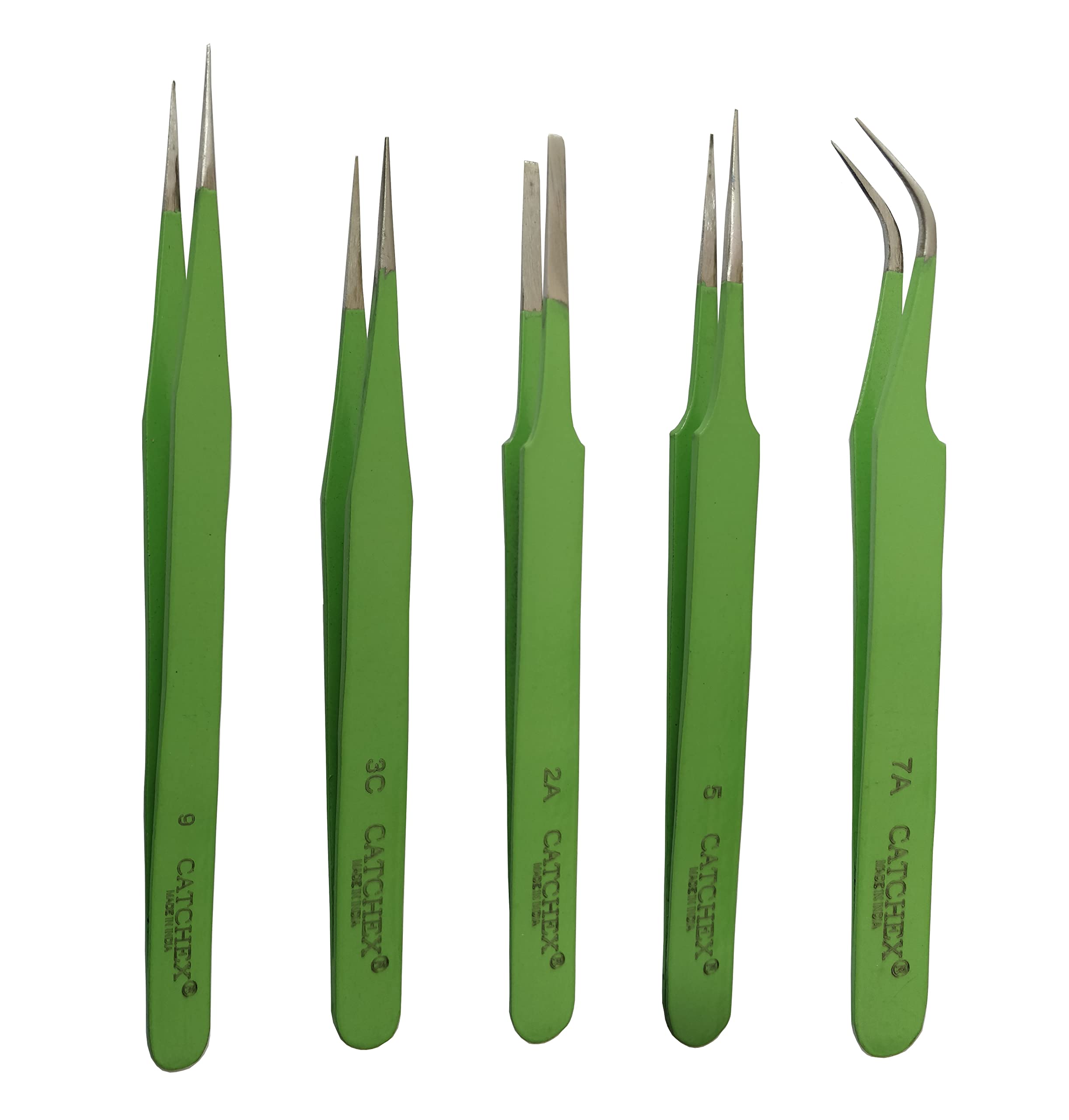 GreenESD Safe Anti-Static Tweezers (Powder Coated, Set of 5)