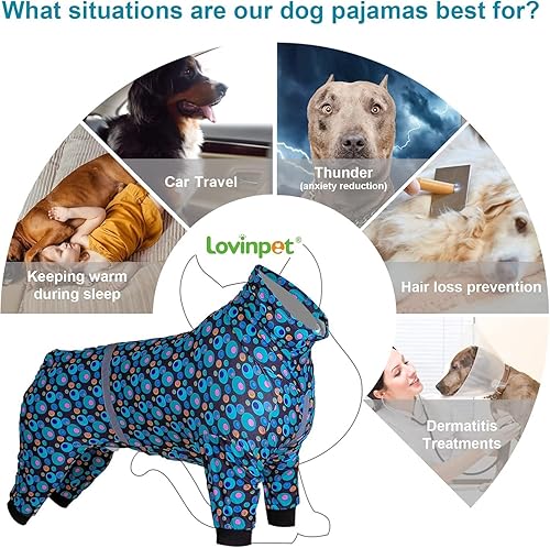Miniatura 4 de LovinPet PJS - Overol para perro, para el cuidado de heridasrecuperación quirúrgica, camisa para aliviar la ansiedad, pijamas para perros, estampado
