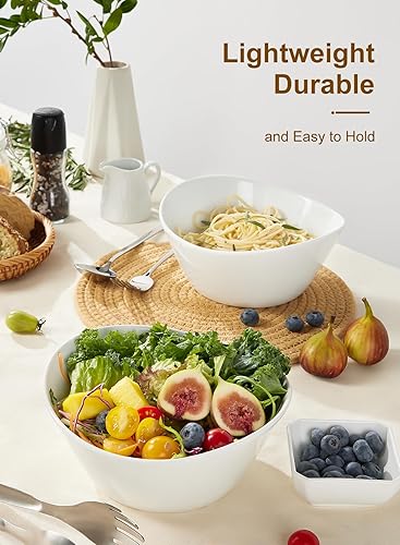 Yedio 48 oz Porcelain Salad Bowls Set of 4 – Large Serving Bowls for Pasta, Soup, Oatmeal, Snacks – Microwave & Dishwasher Safe, White Kitchen Bowl Set - Thumbnail 2