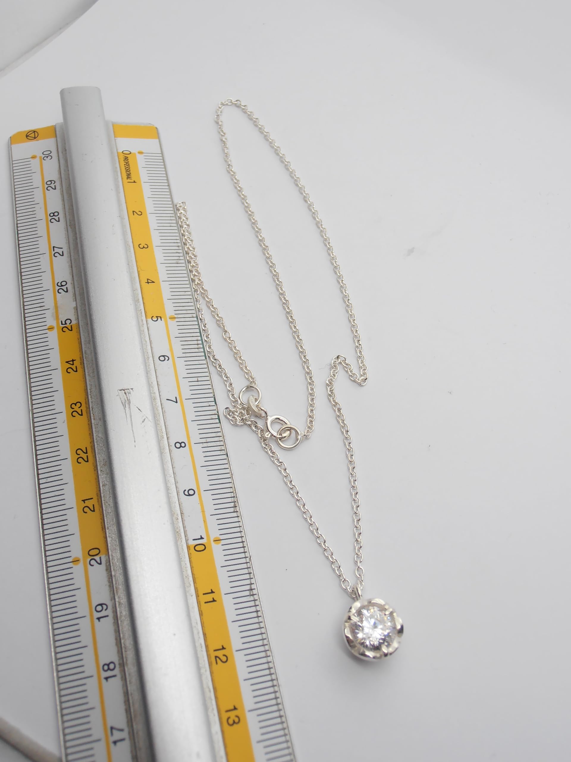 Punto Luce : Girocollo e Ciondolo in Argento 925 con Zircone taglio Brillante - Pendente - Catenina - Collana Pietra Semi-Preziosa