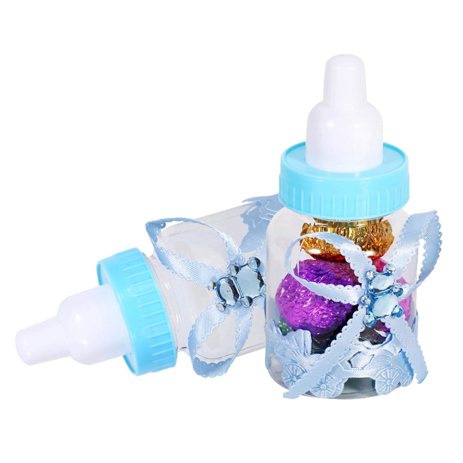 Geboorte Snoep Babyflesje Vruchtenhartjes Blauw/Wit