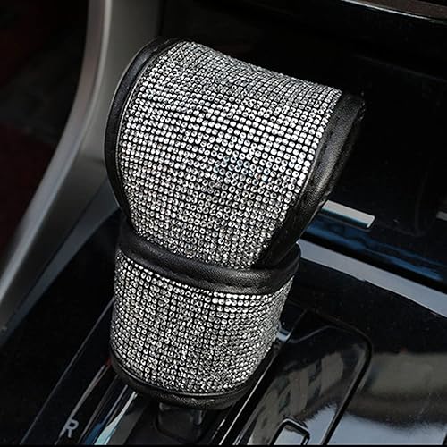 Miniatura 2 de Juego de 2 fundas para pomo de palanca de cambios y freno de mano, accesorios de automóvil con diamantes de imitación para mujer, ajuste universal