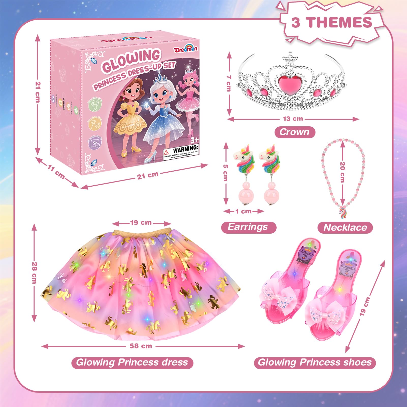 Dreamon Princess Dress Up Shoes Princess Costume for Girls Pretend Toys Various Jewelry Accessories for 3 4 5 6 Aged Girls Kids Christmas Birthday Gifts