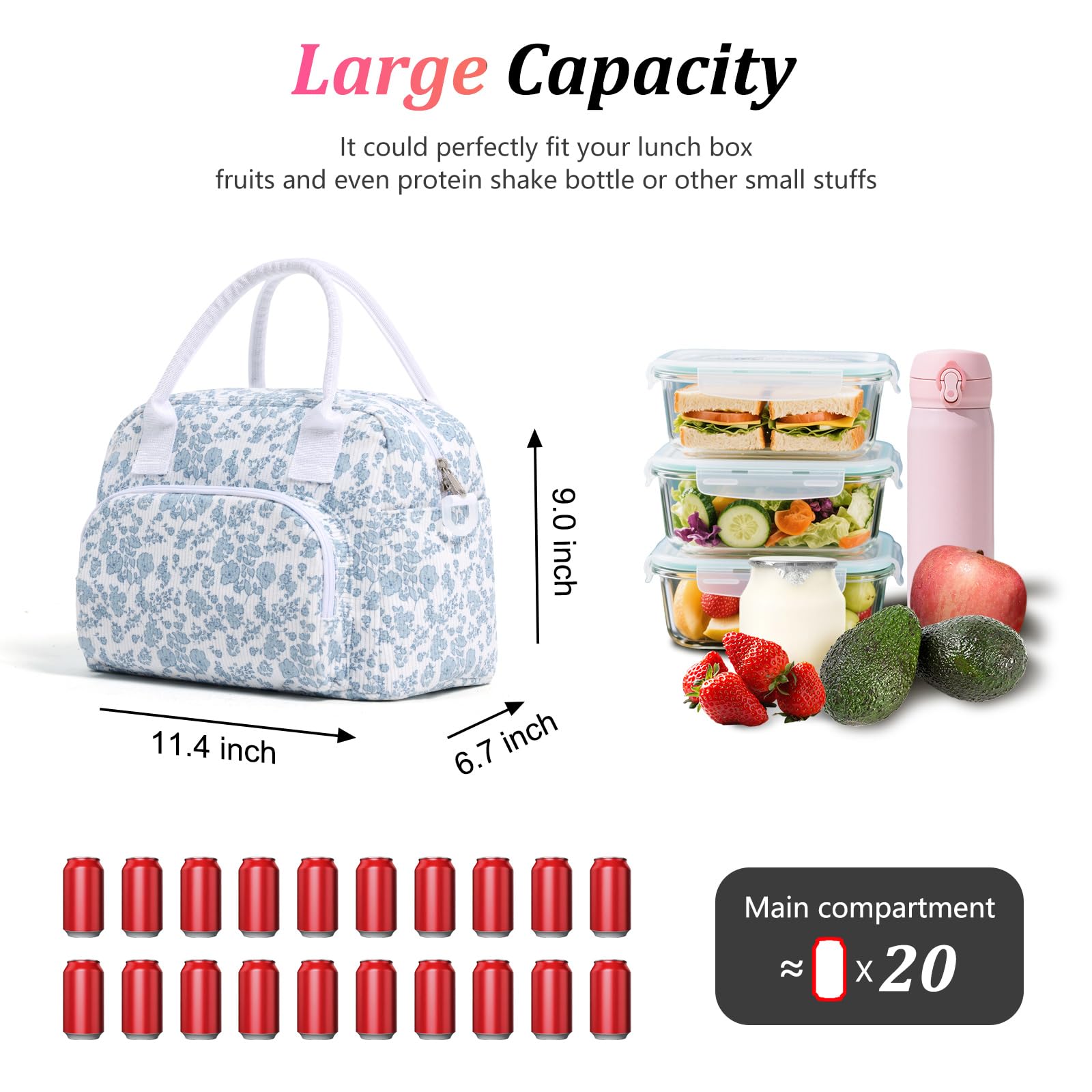 AOTM Lunch Bags for Women 12L Large Insulated Lunch Box with Adjustable Shoulder Straps - Image 2