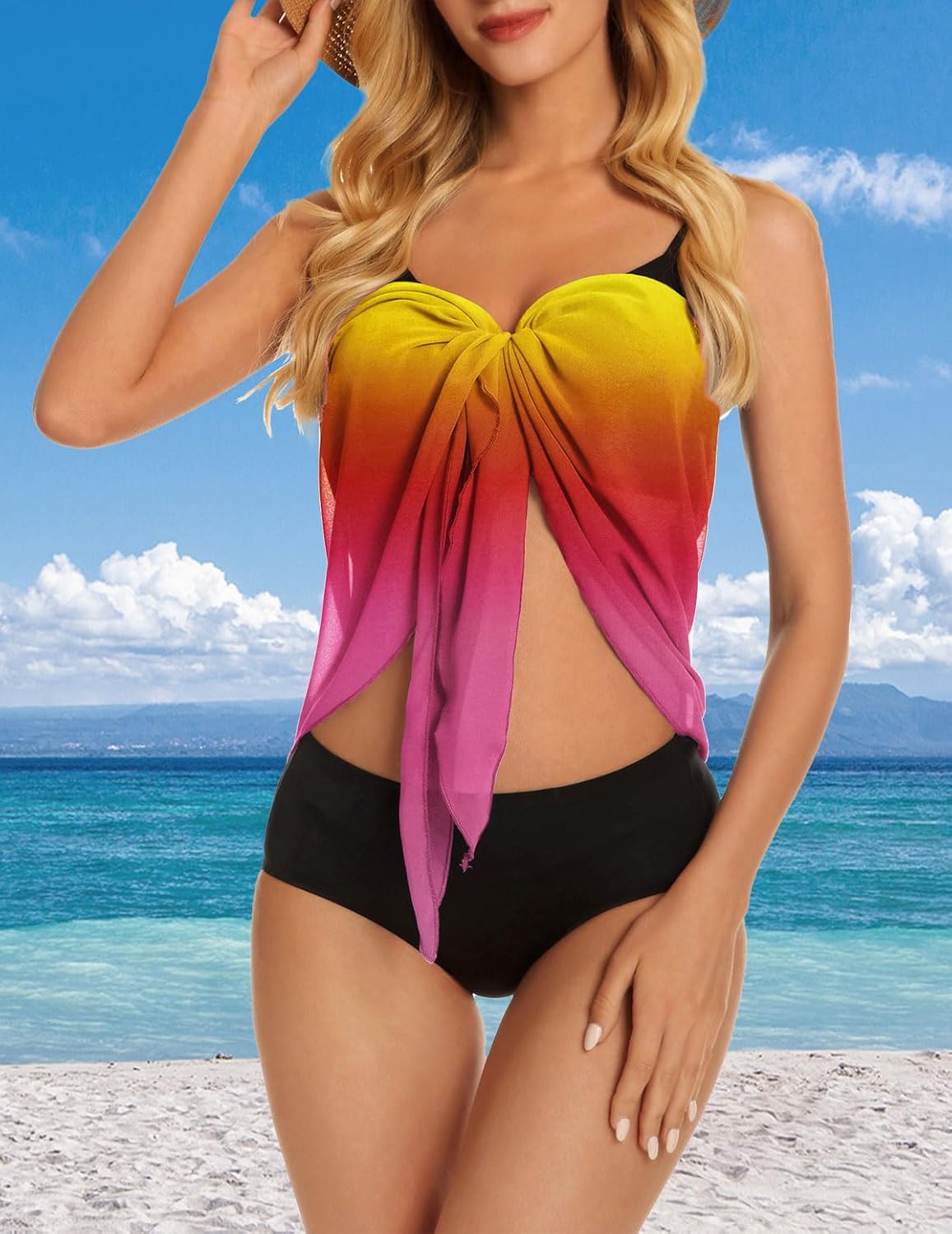 Swimsuit Coverups for Women Sarong Beach Bikini Wrap Sheer Short Skirt Chiffon Scarf for Swimwear - Image 5