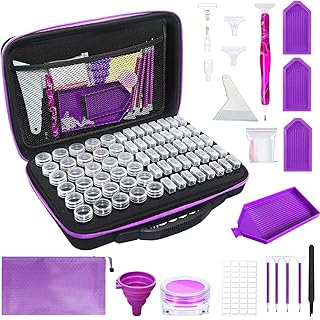 70 Slots Diamond Painting Storage Containers,Portable Upgraded Diamond Art Accessories and Tools,Diamond Painting Tools Organizer Storage Case,DIY Diamond Painting Kits Supplies(70 Slots)…