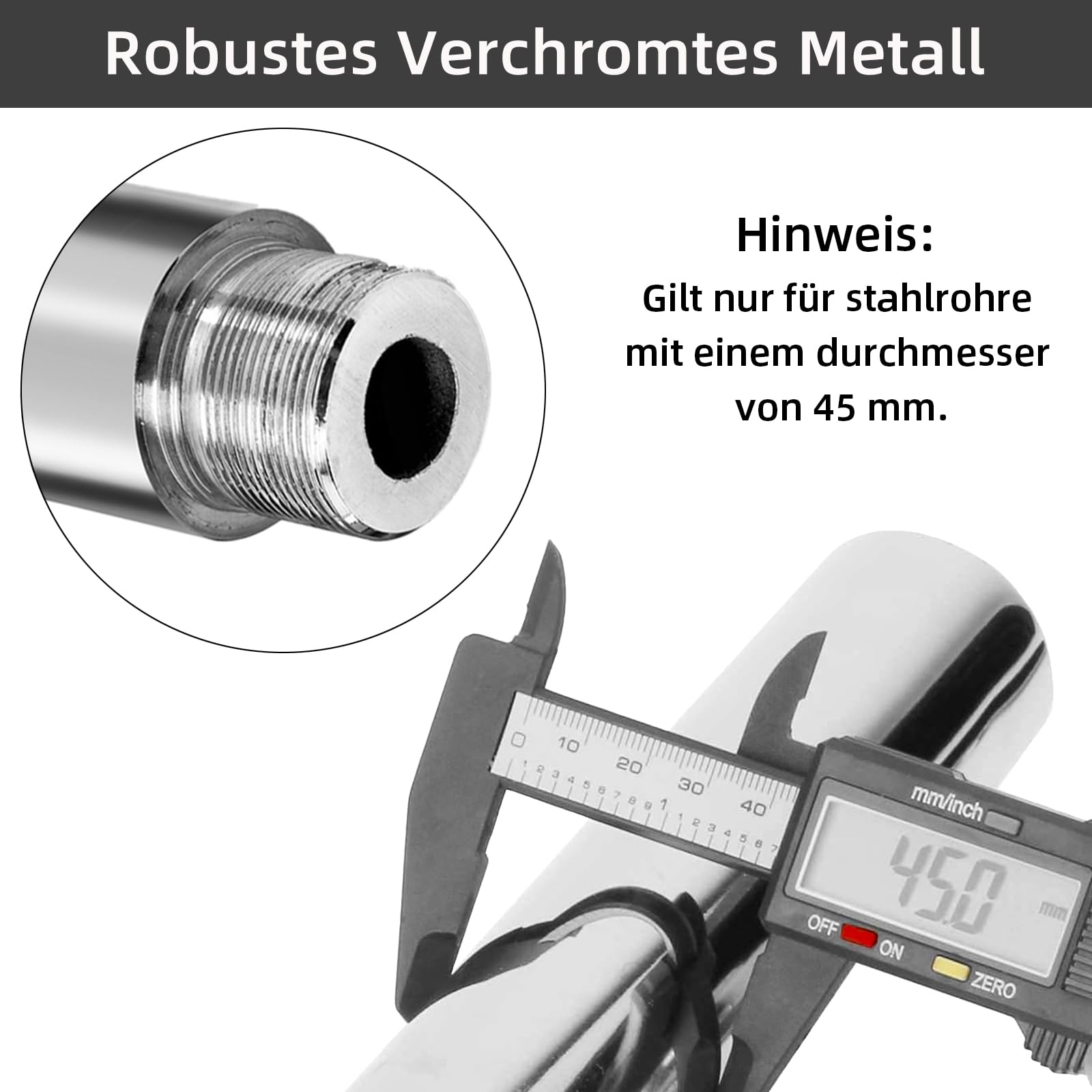 PRIOR FITNESS Prolunga Asta da Danza in Acciaio, Compatibile con Aste da 45 mm, Barra Rinforzata Acciaio Inox Lucidato Antiruggine Spessore 2,2 mm, Ideale per Casa, Studio e Palestra con Soffitti Alti